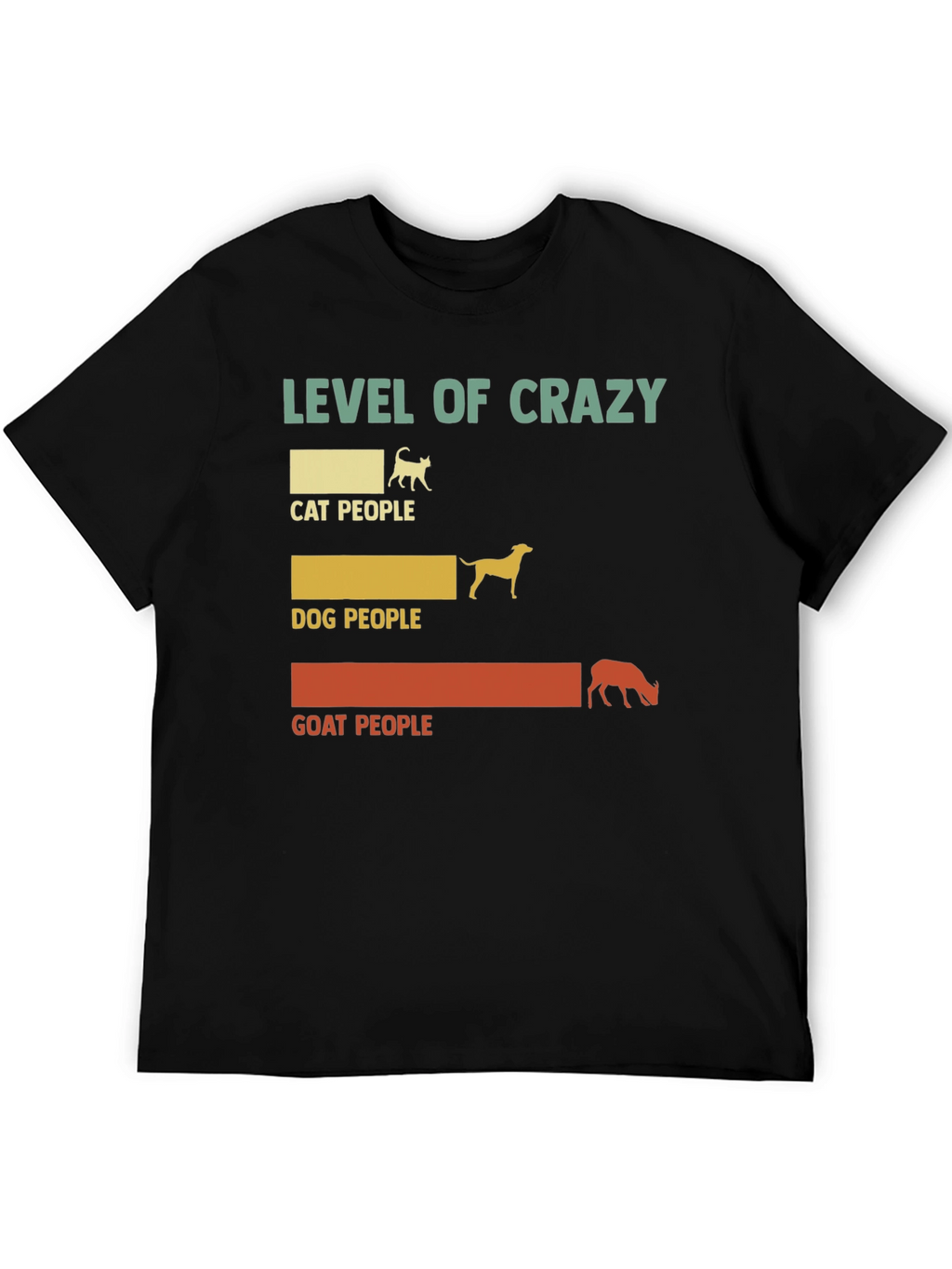 Level of Crazy Cat Dog Goat People Graphic Tee