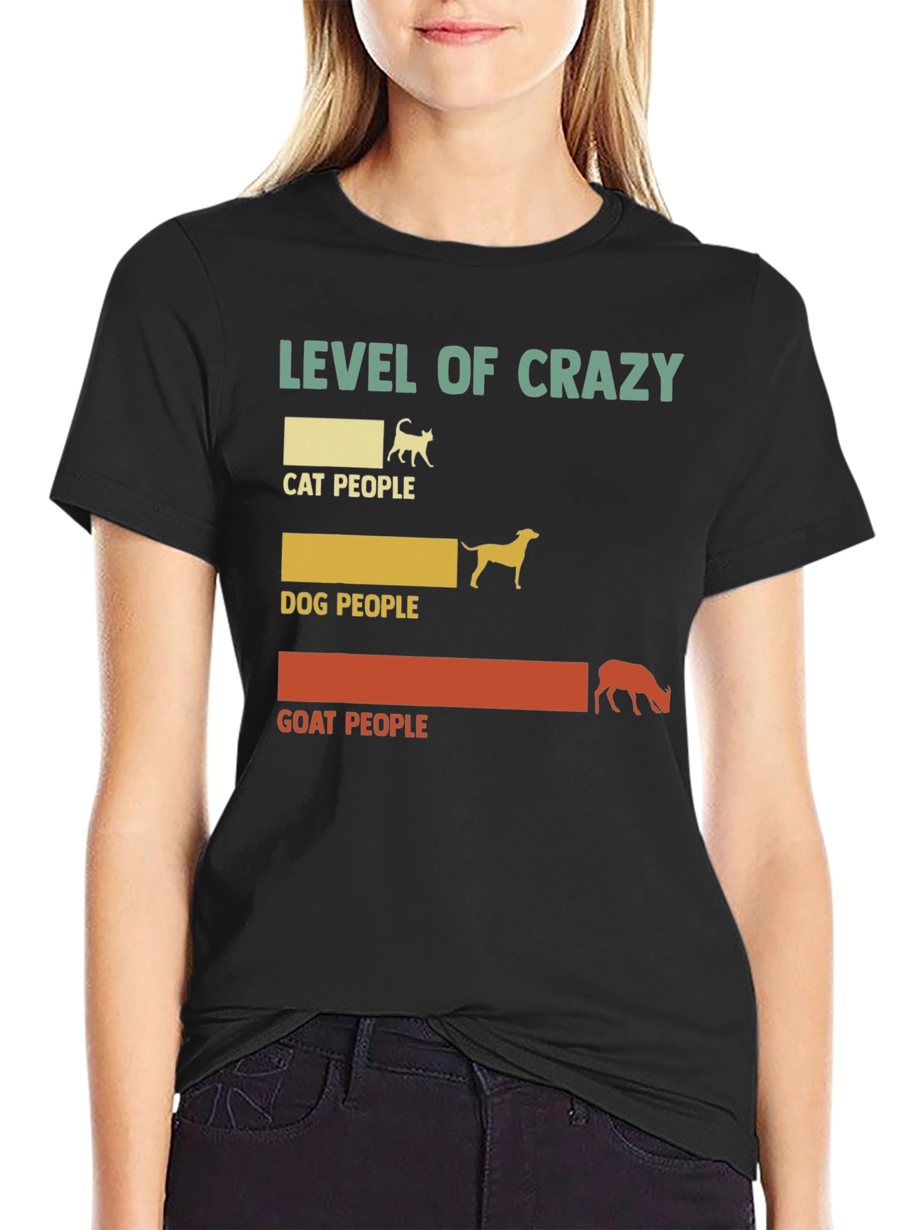 Level of Crazy Cat Dog Goat People Graphic Tee