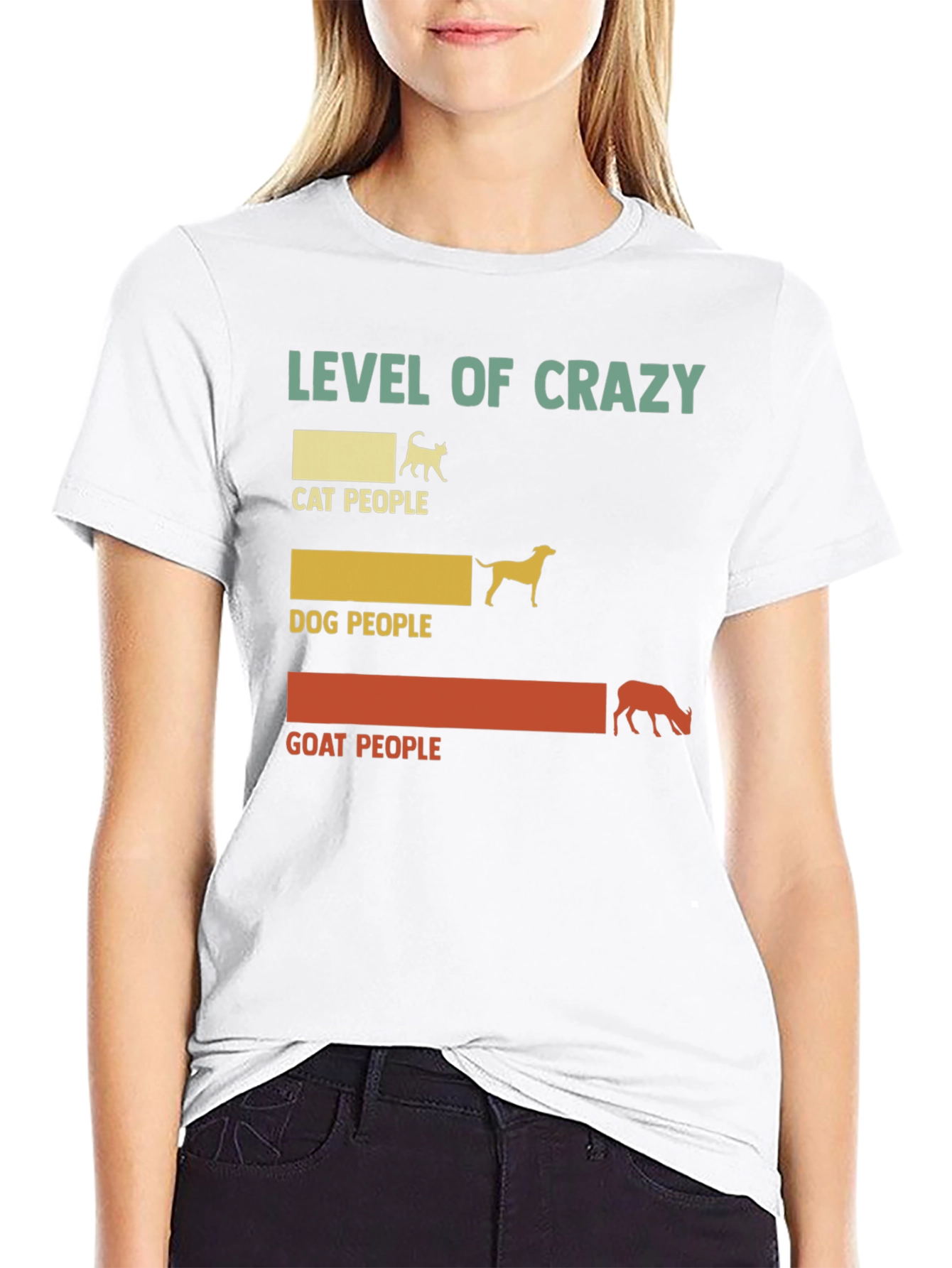 Level of Crazy Cat Dog Goat People Graphic Tee