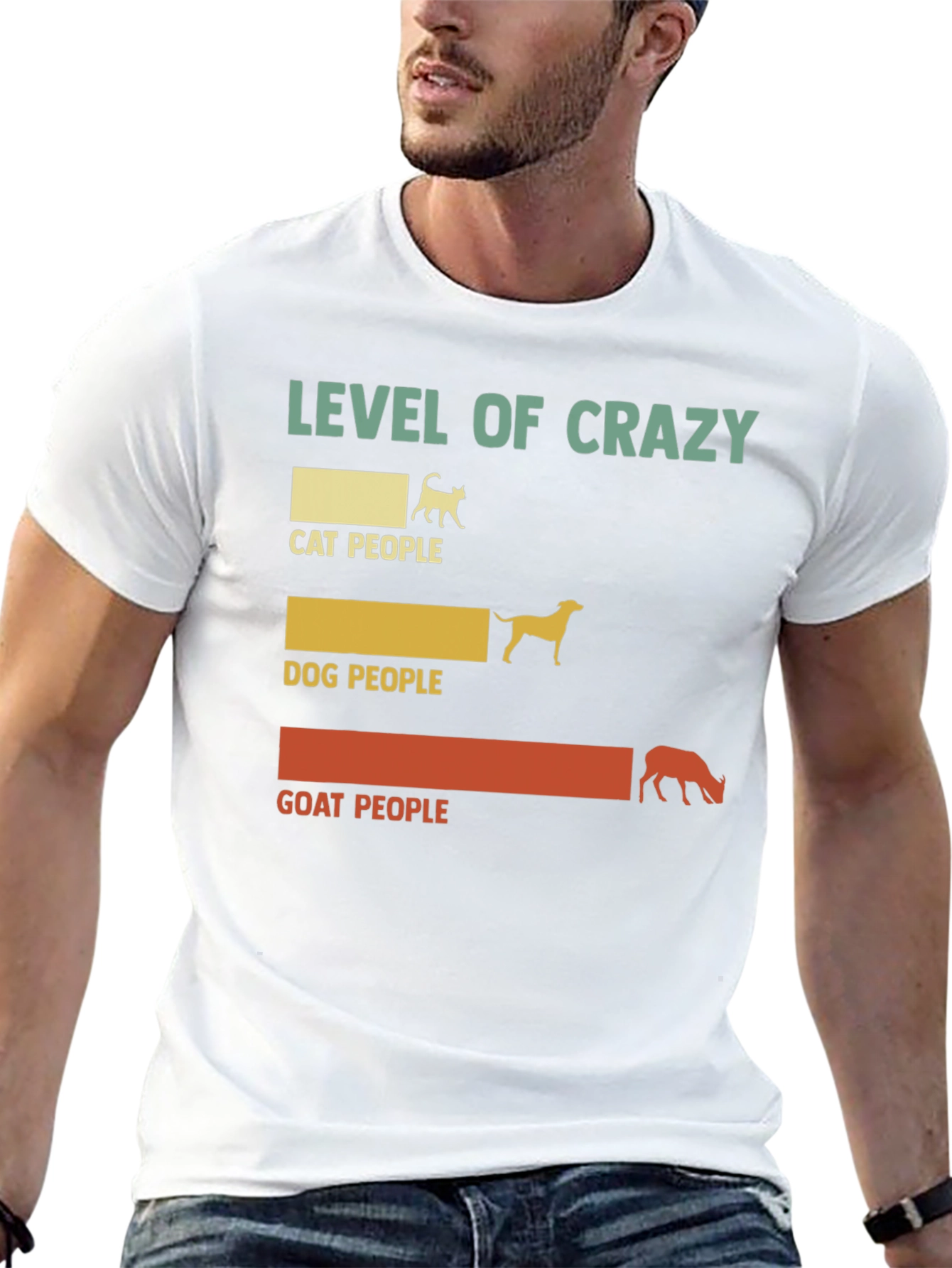 Level of Crazy Cat Dog Goat People Graphic Tee