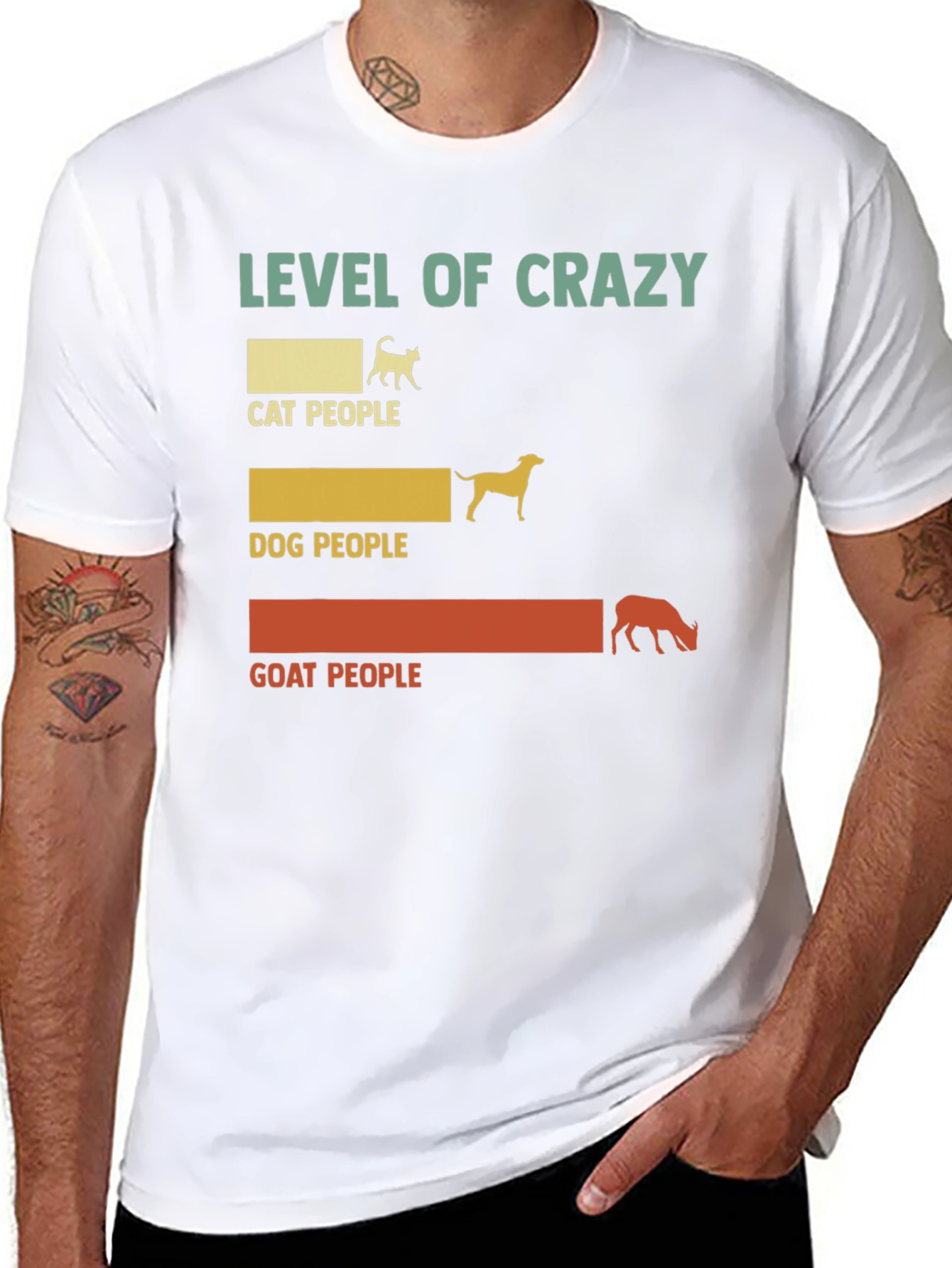 Level of Crazy Cat Dog Goat People Graphic Tee