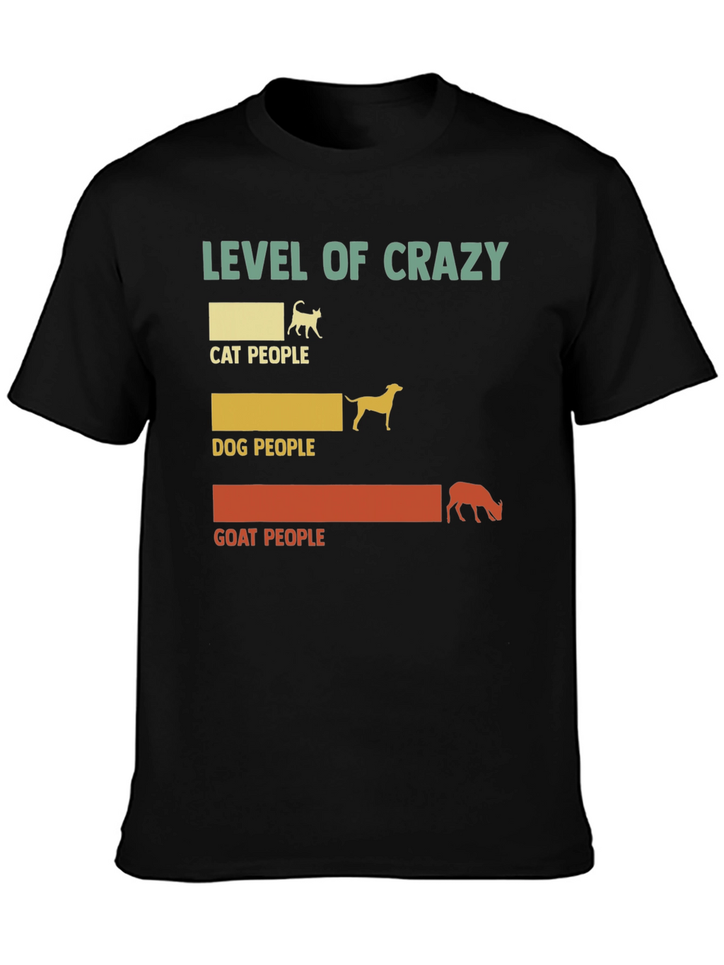 Level of Crazy Cat Dog Goat People Graphic Tee