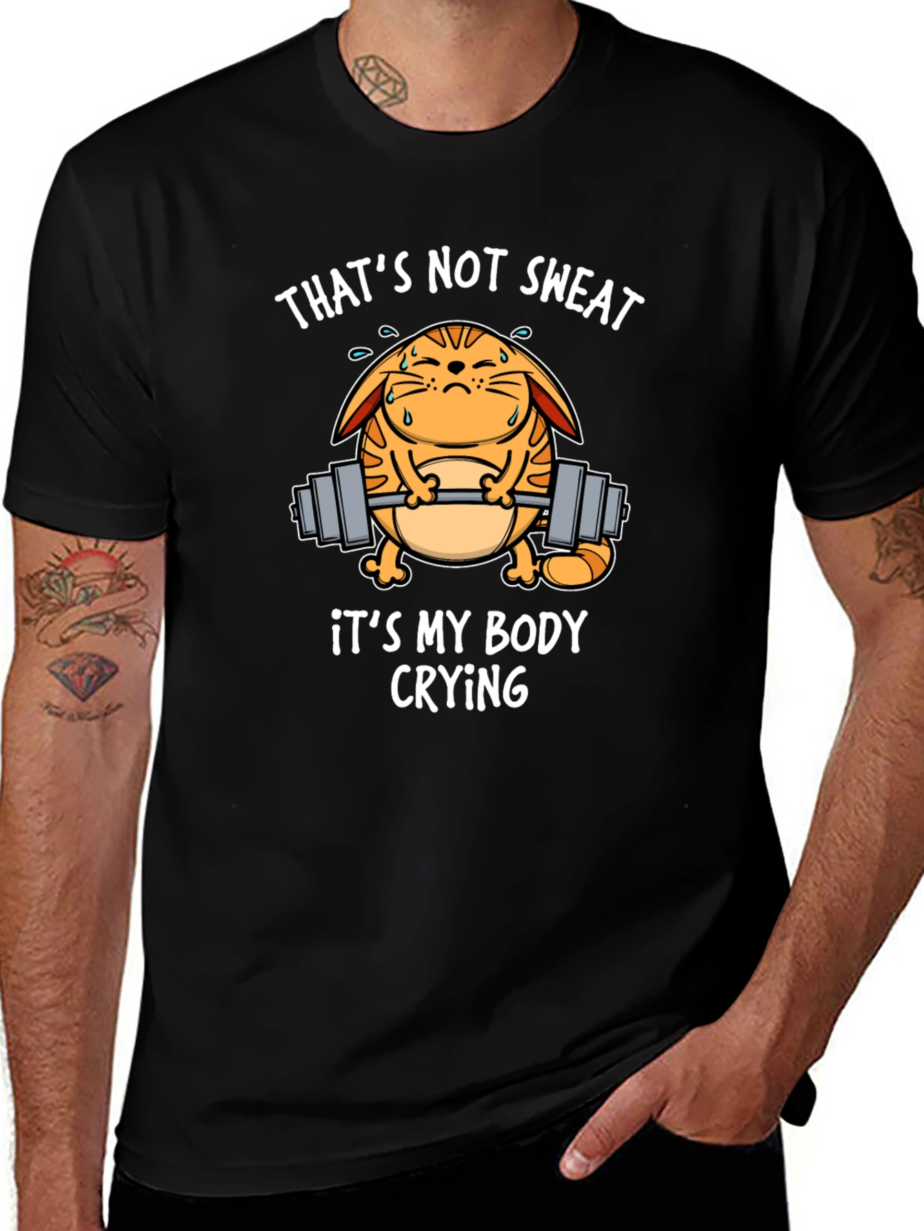 Funny Gym Cat T-Shirt - Thats Not Sweat!