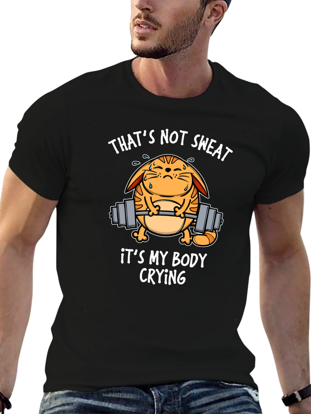 Funny Gym Cat T-Shirt - Thats Not Sweat!