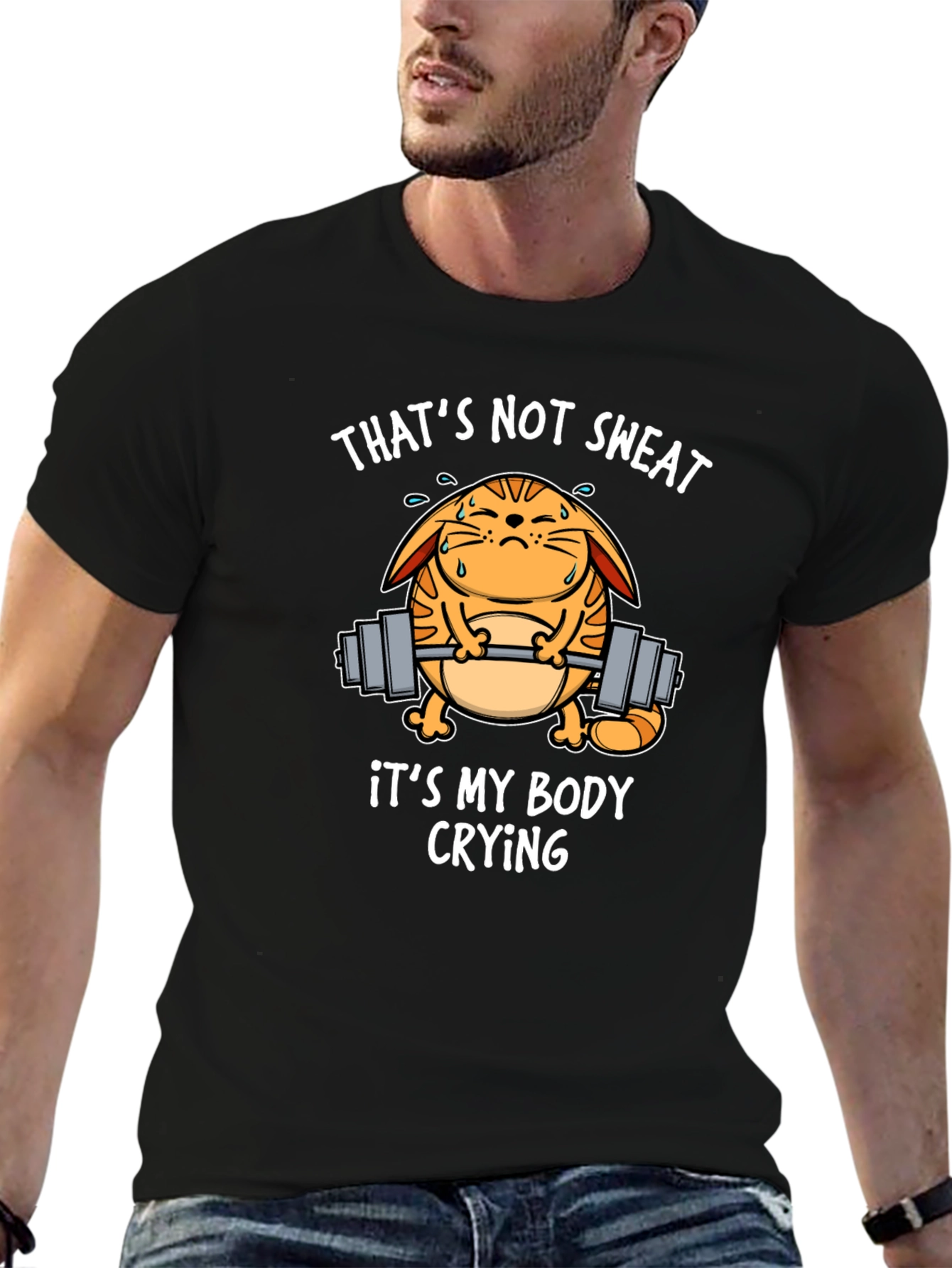 Funny Gym Cat T-Shirt - Thats Not Sweat!