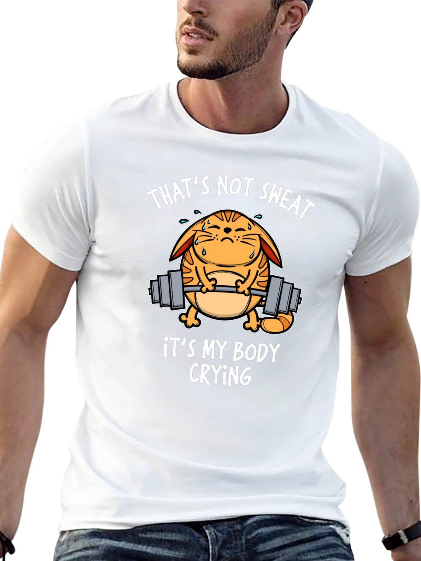 Funny Gym Cat T-Shirt - Thats Not Sweat!