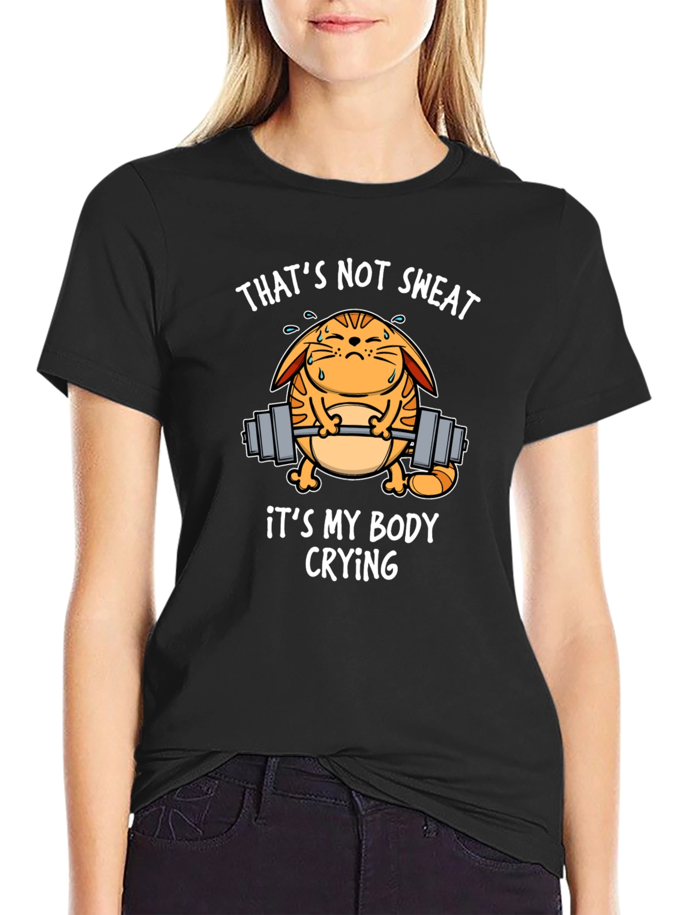 Funny Gym Cat T-Shirt - Thats Not Sweat!