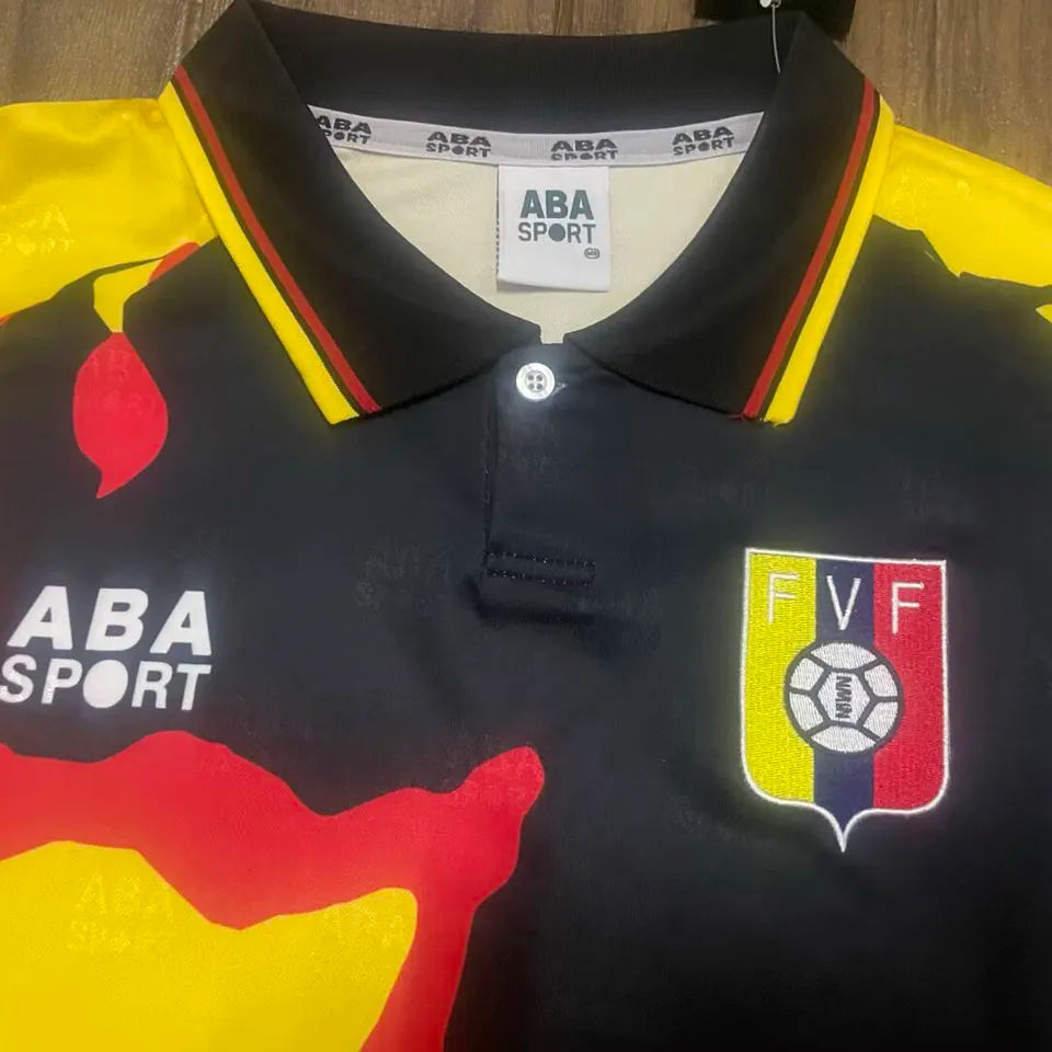 1998 Venezuela Away Yellow Retro Soccer Jersey Detail 1