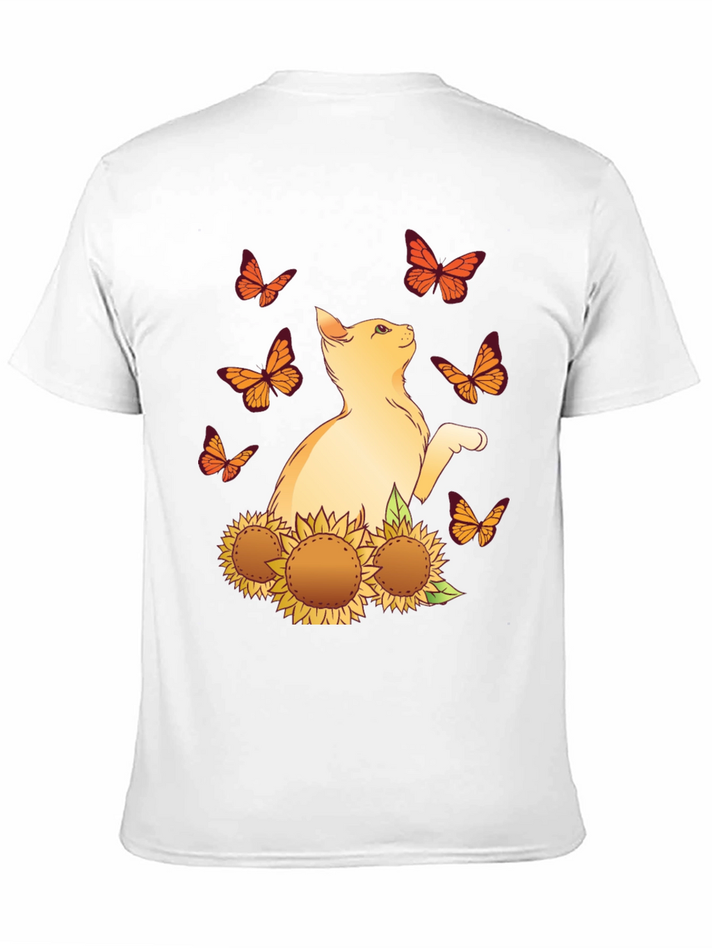 Cat & Sunflower Graphic Tee - Black