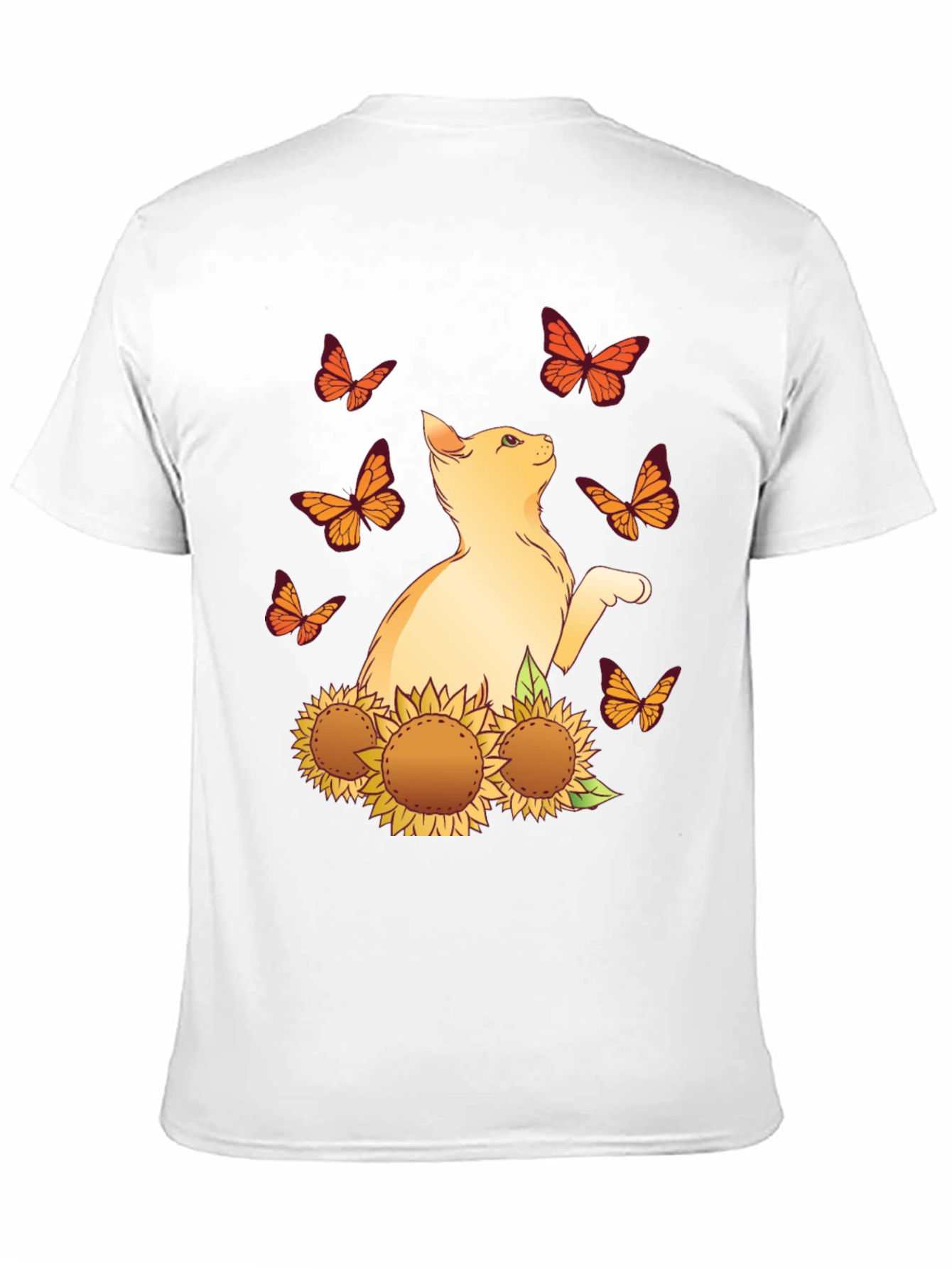 Cat & Sunflower Graphic Tee - Black