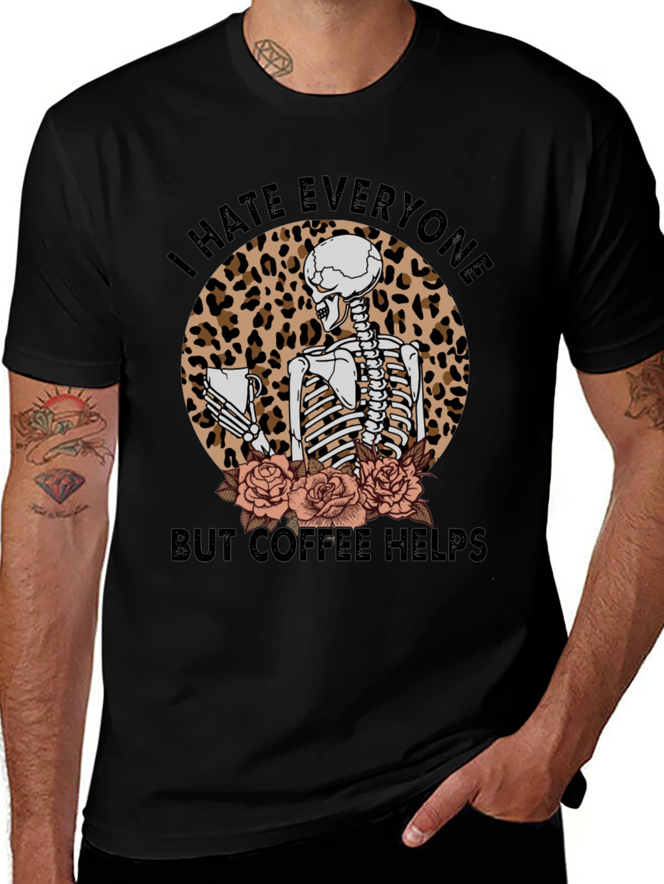 I Hate Everyone Coffee Skeleton T-Shirt