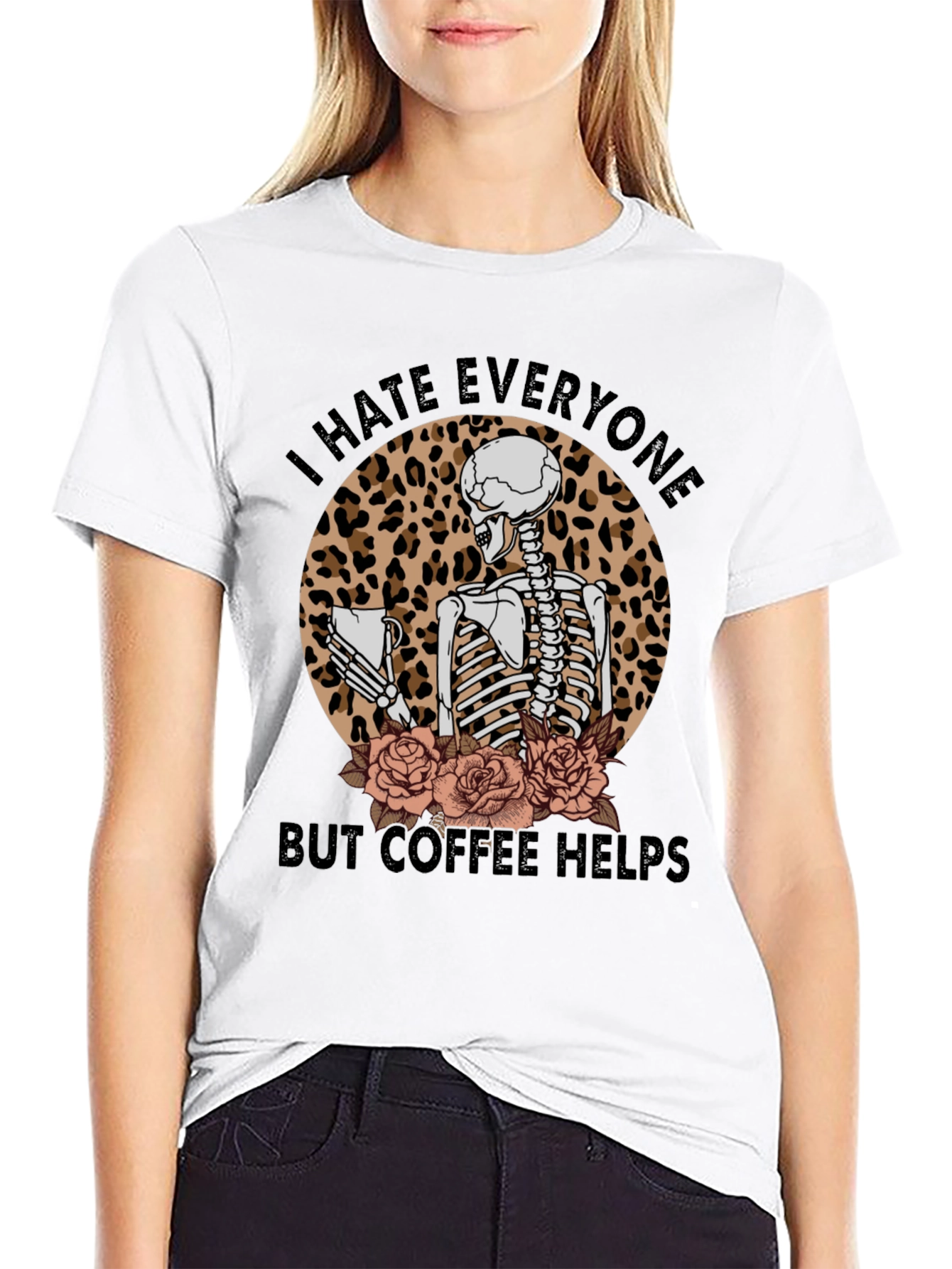 I Hate Everyone Coffee Skeleton T-Shirt