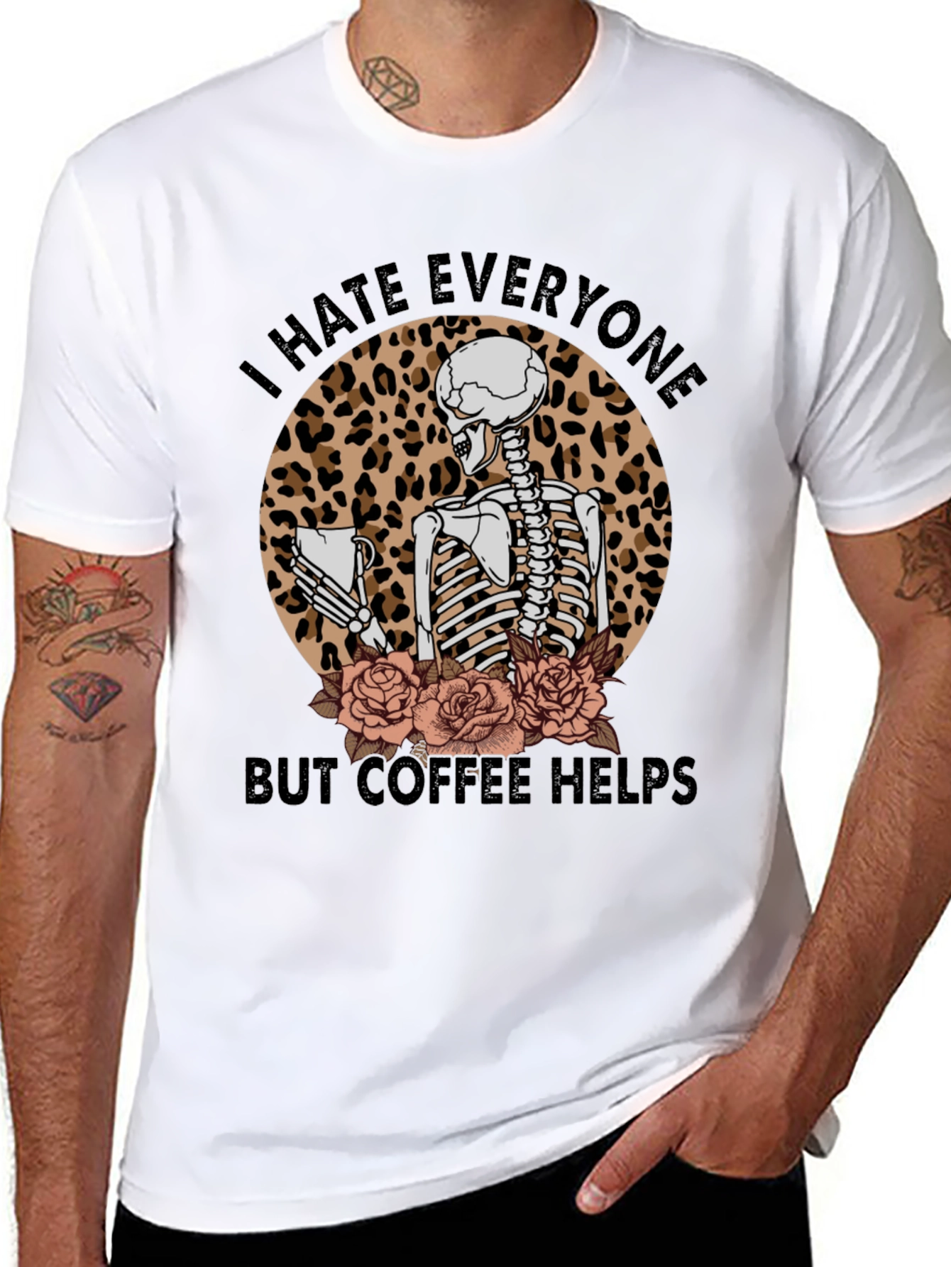 I Hate Everyone Coffee Skeleton T-Shirt