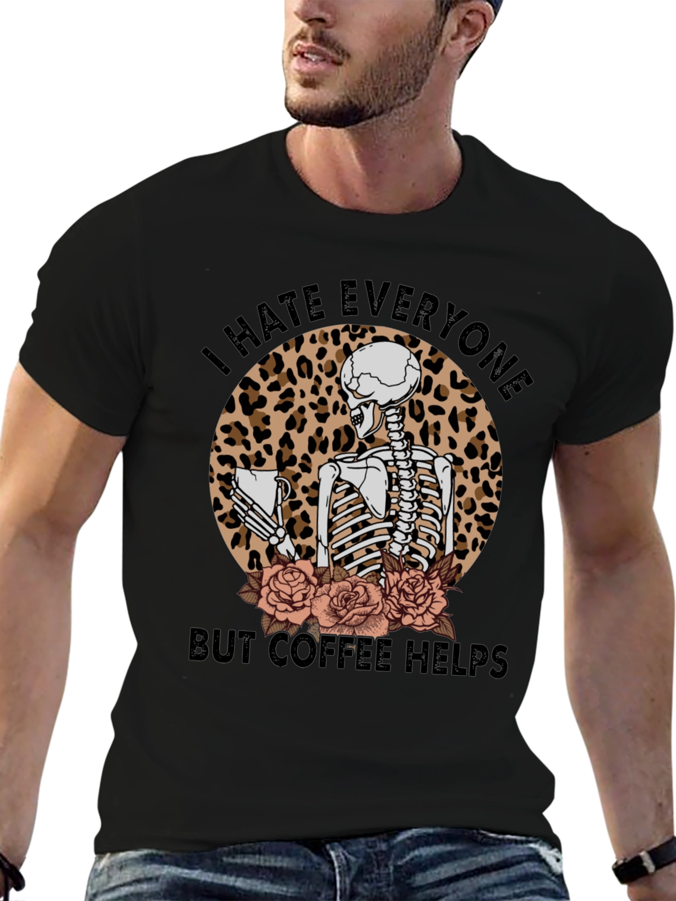 I Hate Everyone Coffee Skeleton T-Shirt
