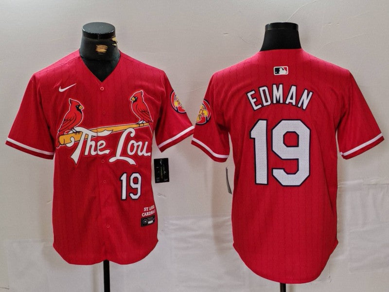 Men's St. Louis Cardinals Tommy Edman #19 Red 2024 City Connect Limited Player Jerseys