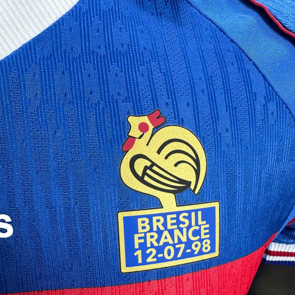 1998 France Home Blue Retro Player Version Soccer Jersey Detail 1