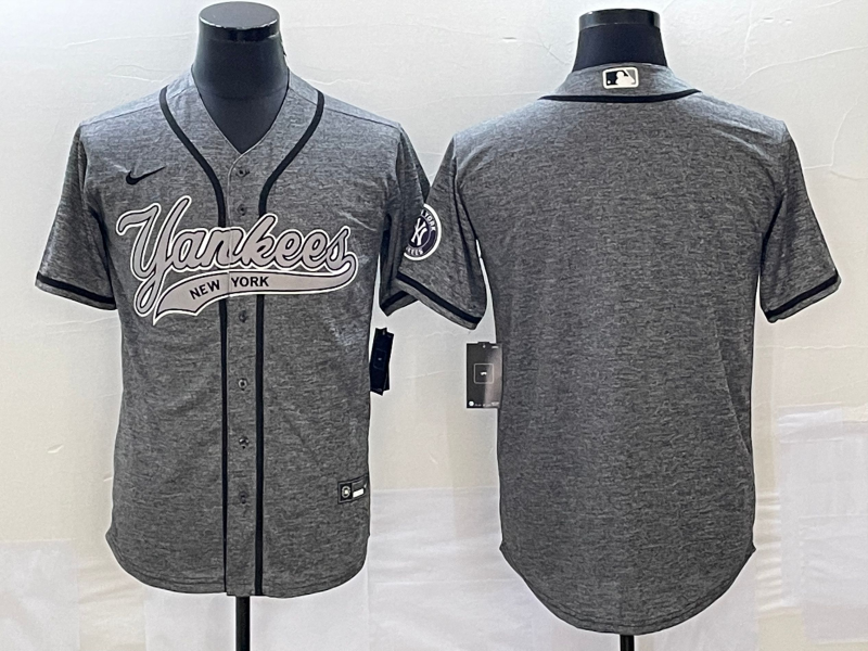 Men's New York Yankees Gray Replica Blank Jerseys Joint Edition