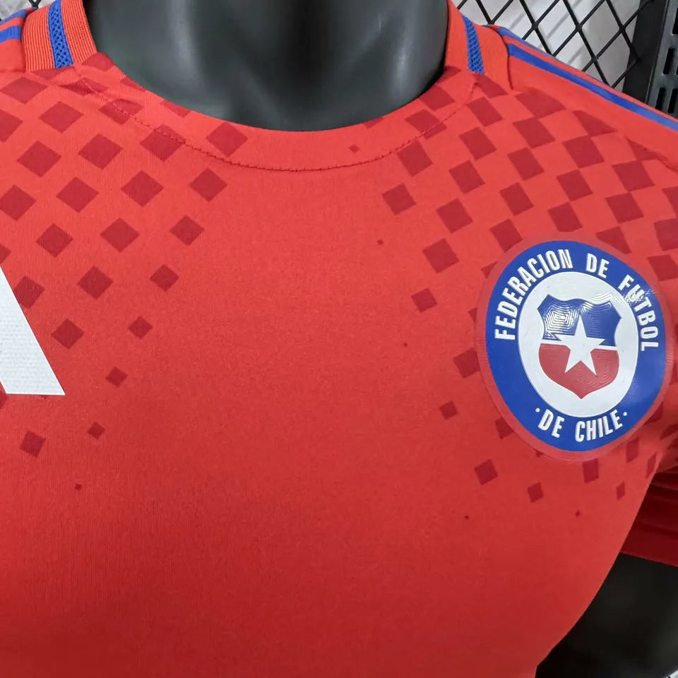 2024/25 Chile Home Red Player Version Soccer Jersey Detail 3