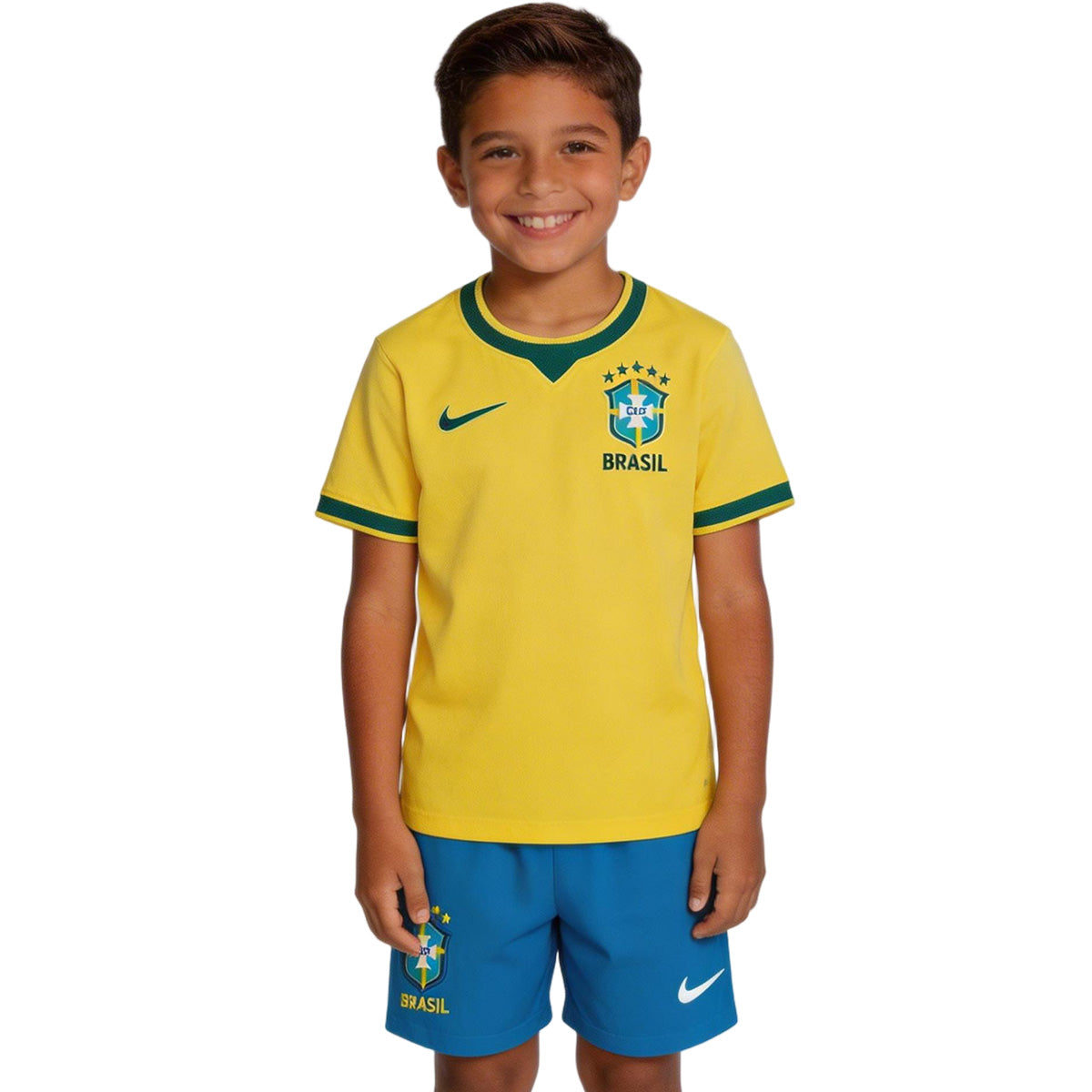 Kids Brazil Home Jersey Kit World Cup 2026 Front