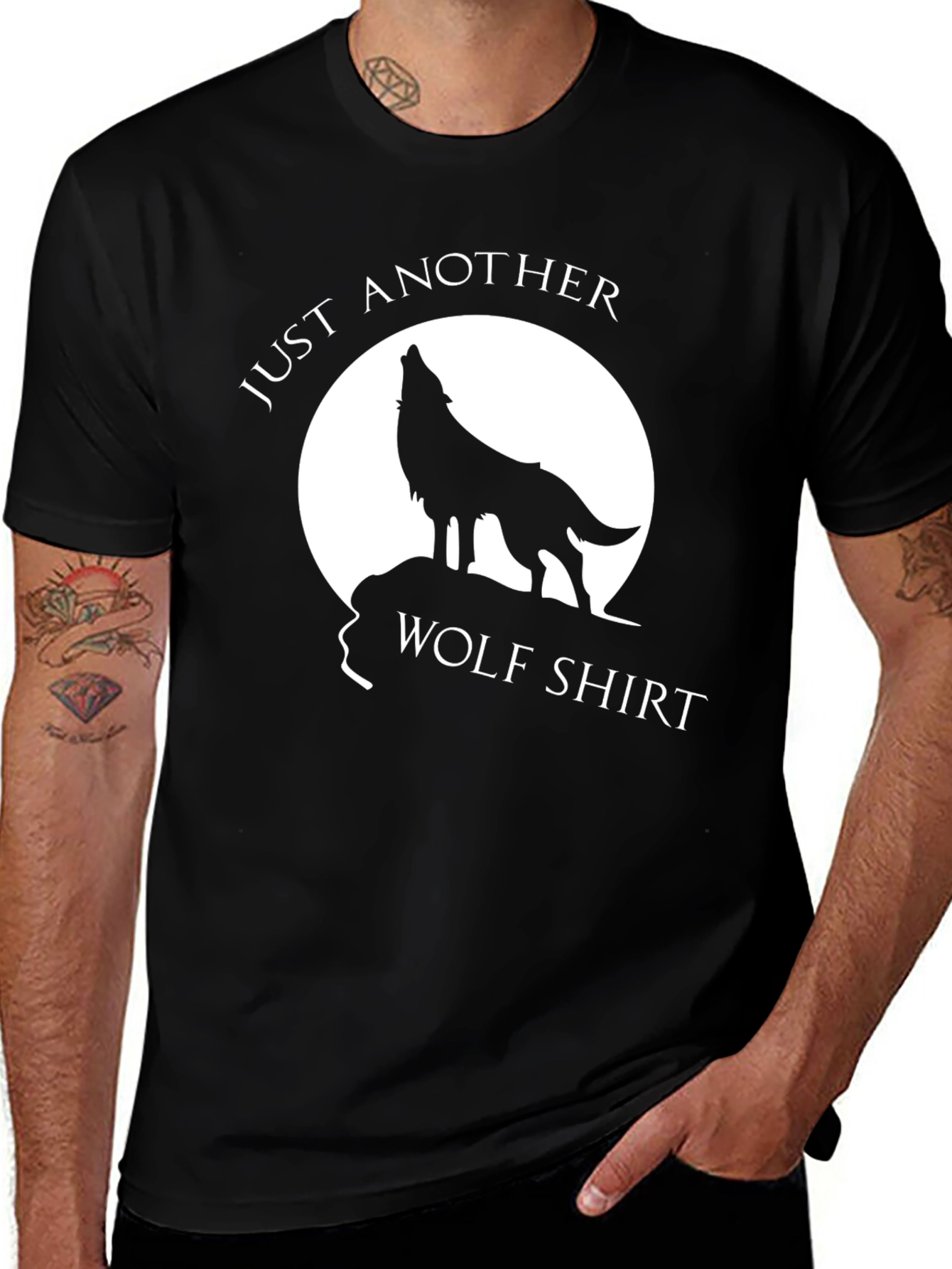 Just Another Wolf Shirt Black Graphic Tee