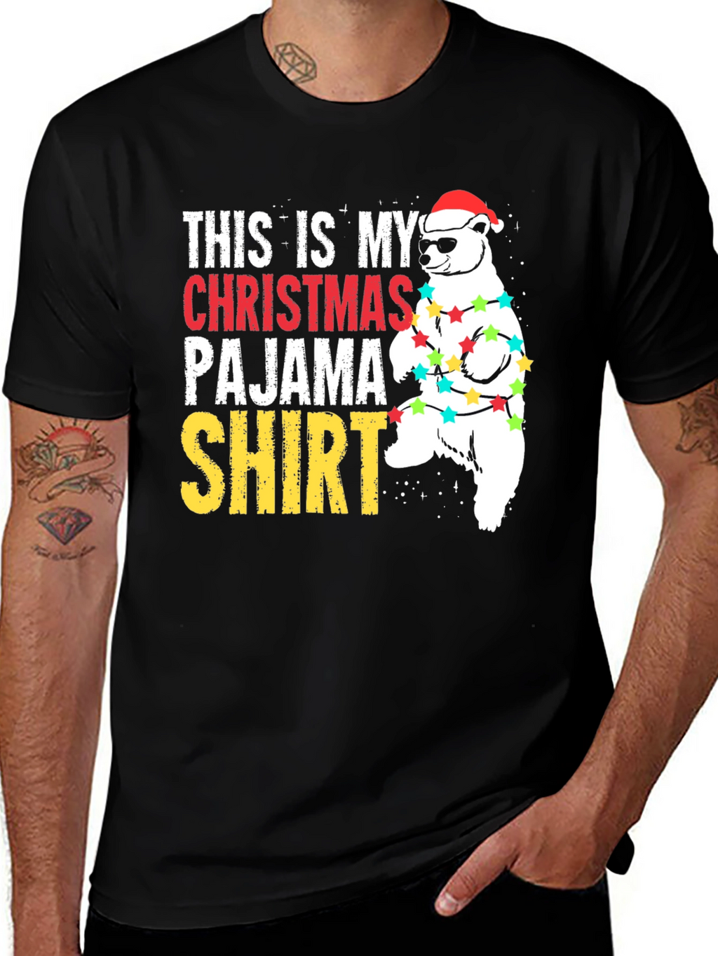 Christmas Pajama Shirt Bear T-Shirt