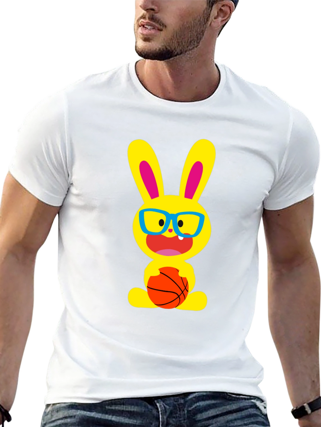 Funny Bunny Basketball T-Shirt - Black