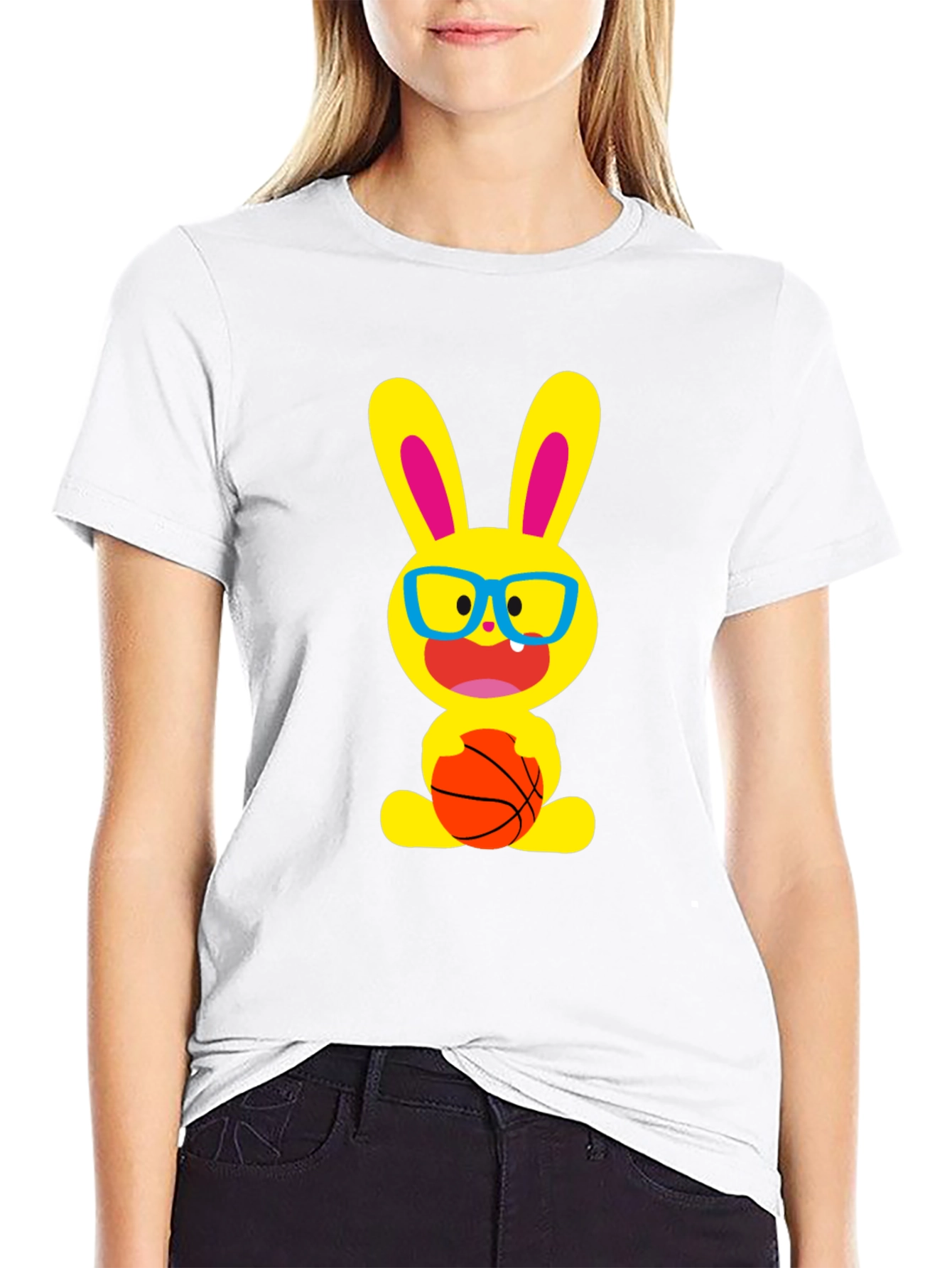 Funny Bunny Basketball T-Shirt - Black