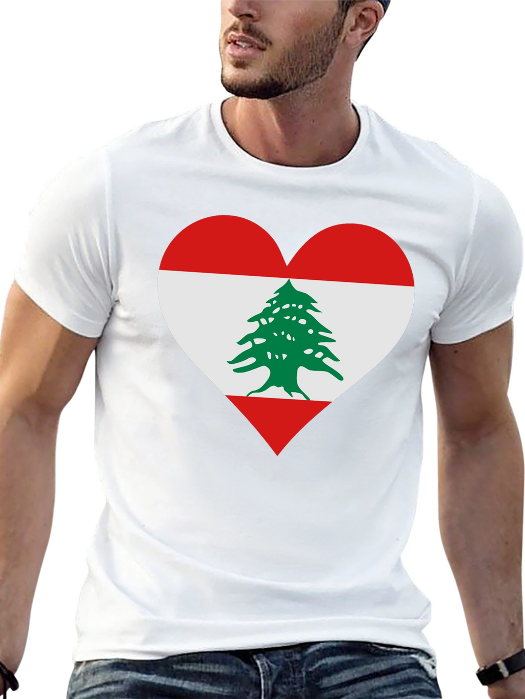 Lebanon Flag Heart T-Shirt - Show Your Pride!