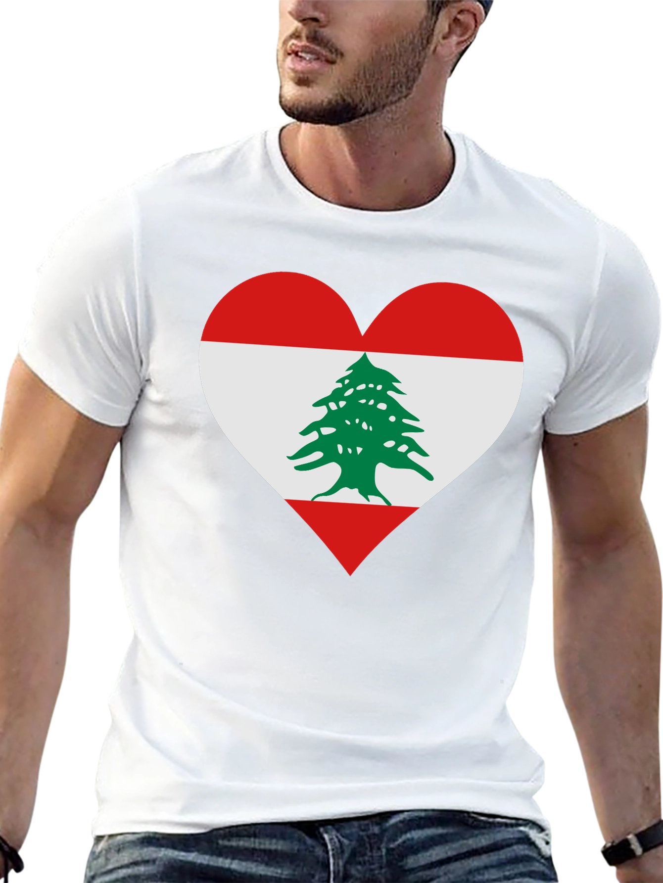 Lebanon Flag Heart T-Shirt - Show Your Pride!