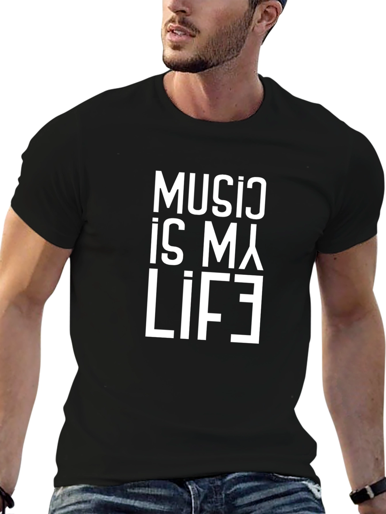 Music Is My Life Graphic T-Shirt - Black