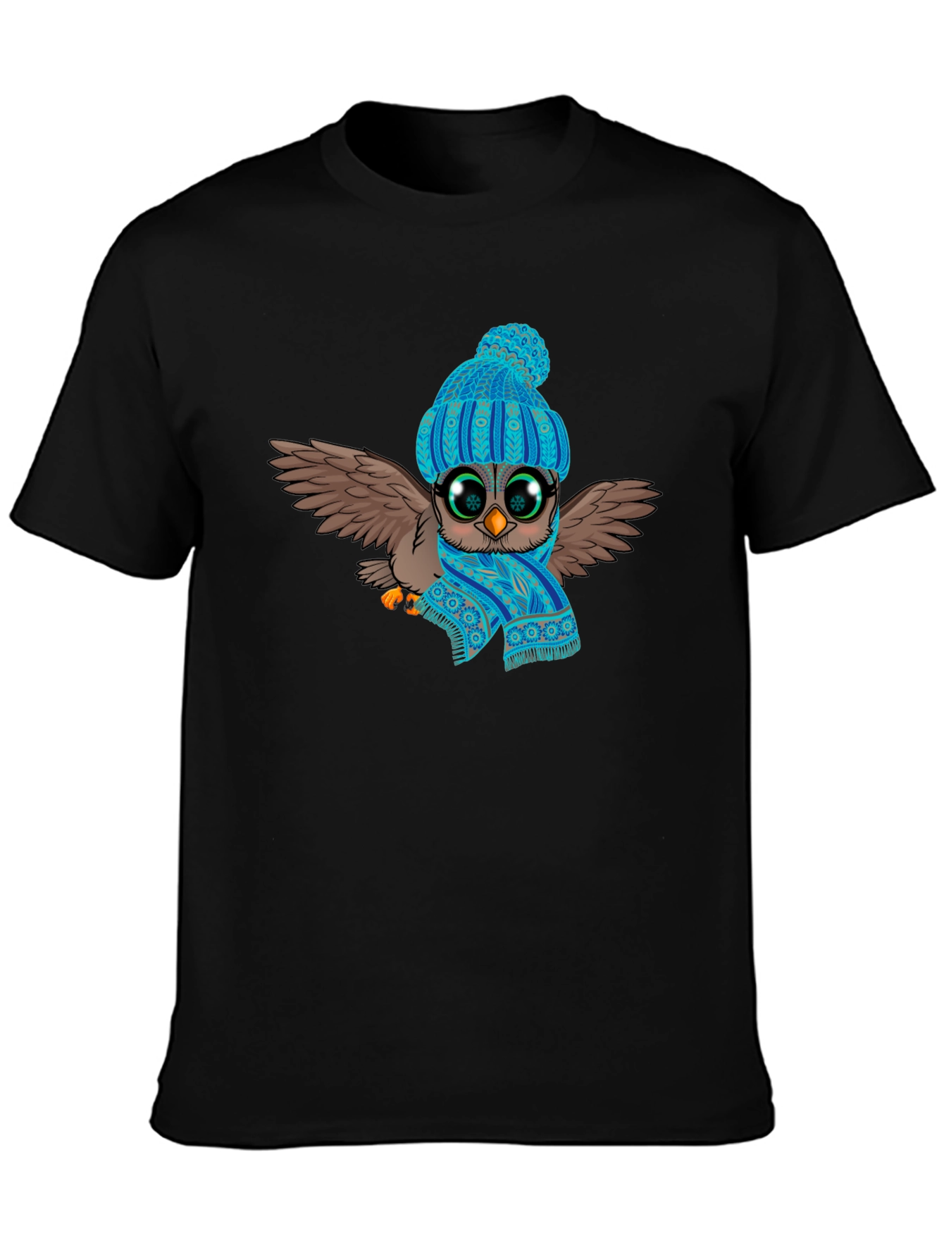 Owl in Hat & Scarf Graphic T-Shirt