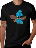 Owl in Hat & Scarf Graphic T-Shirt