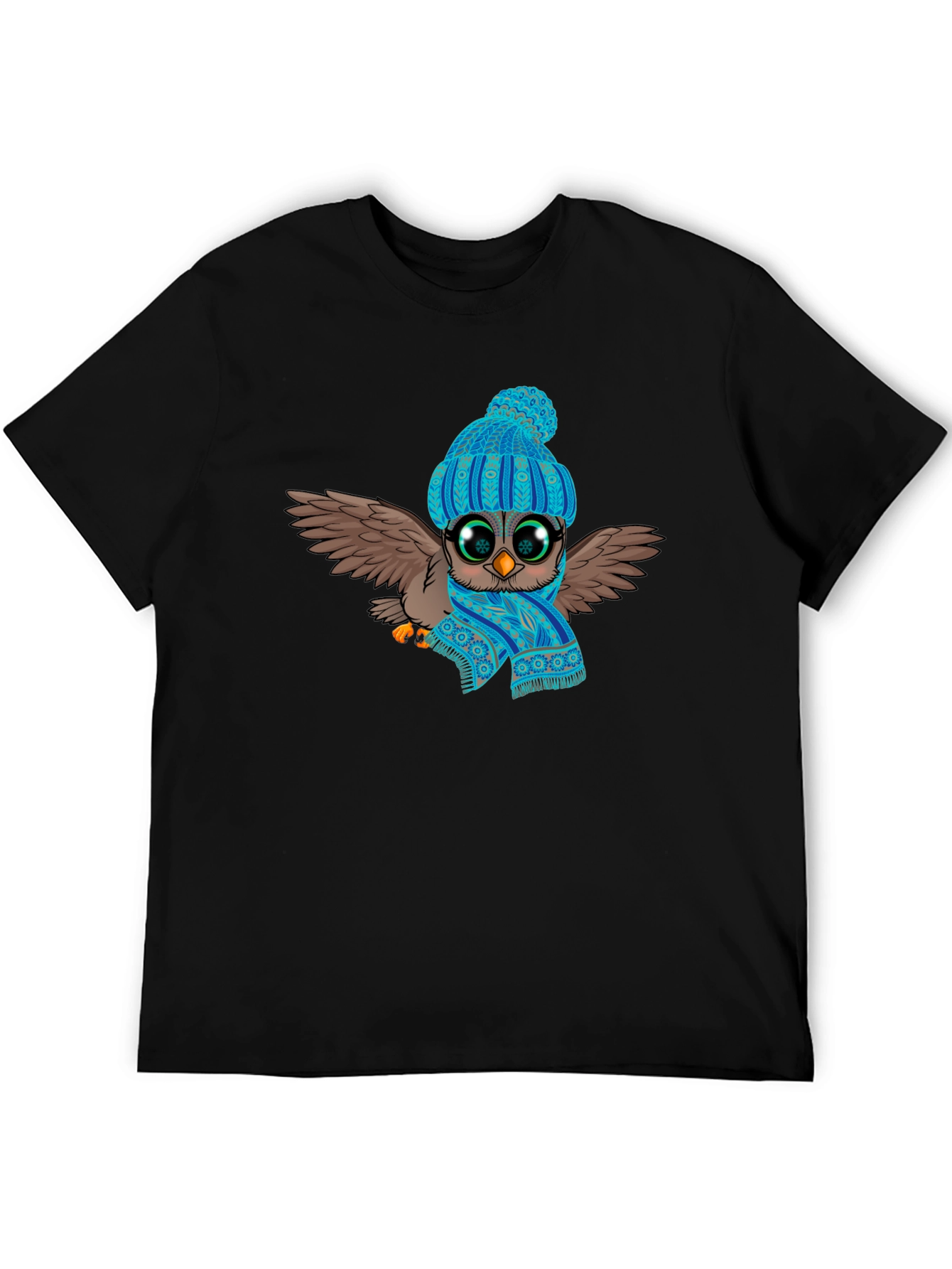 Owl in Hat & Scarf Graphic T-Shirt