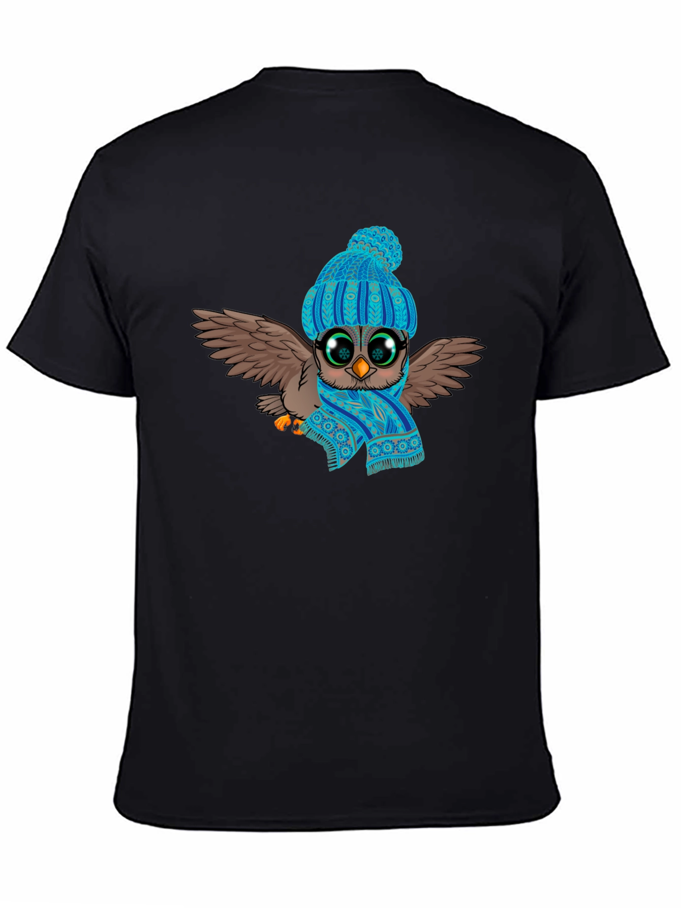 Owl in Hat & Scarf Graphic T-Shirt