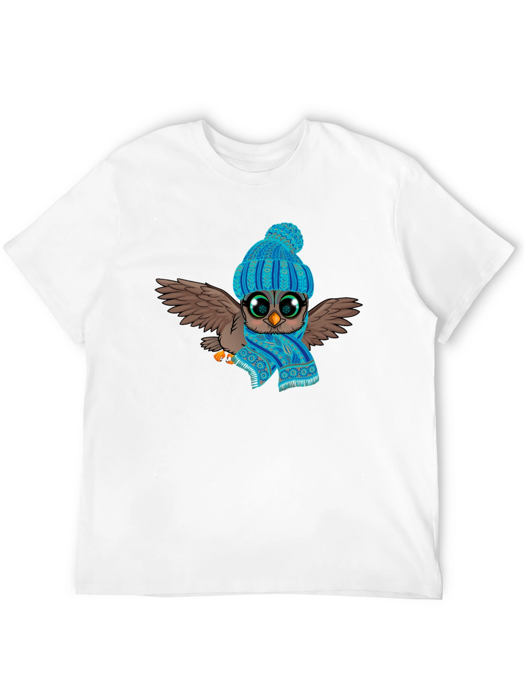 Owl in Hat & Scarf Graphic T-Shirt