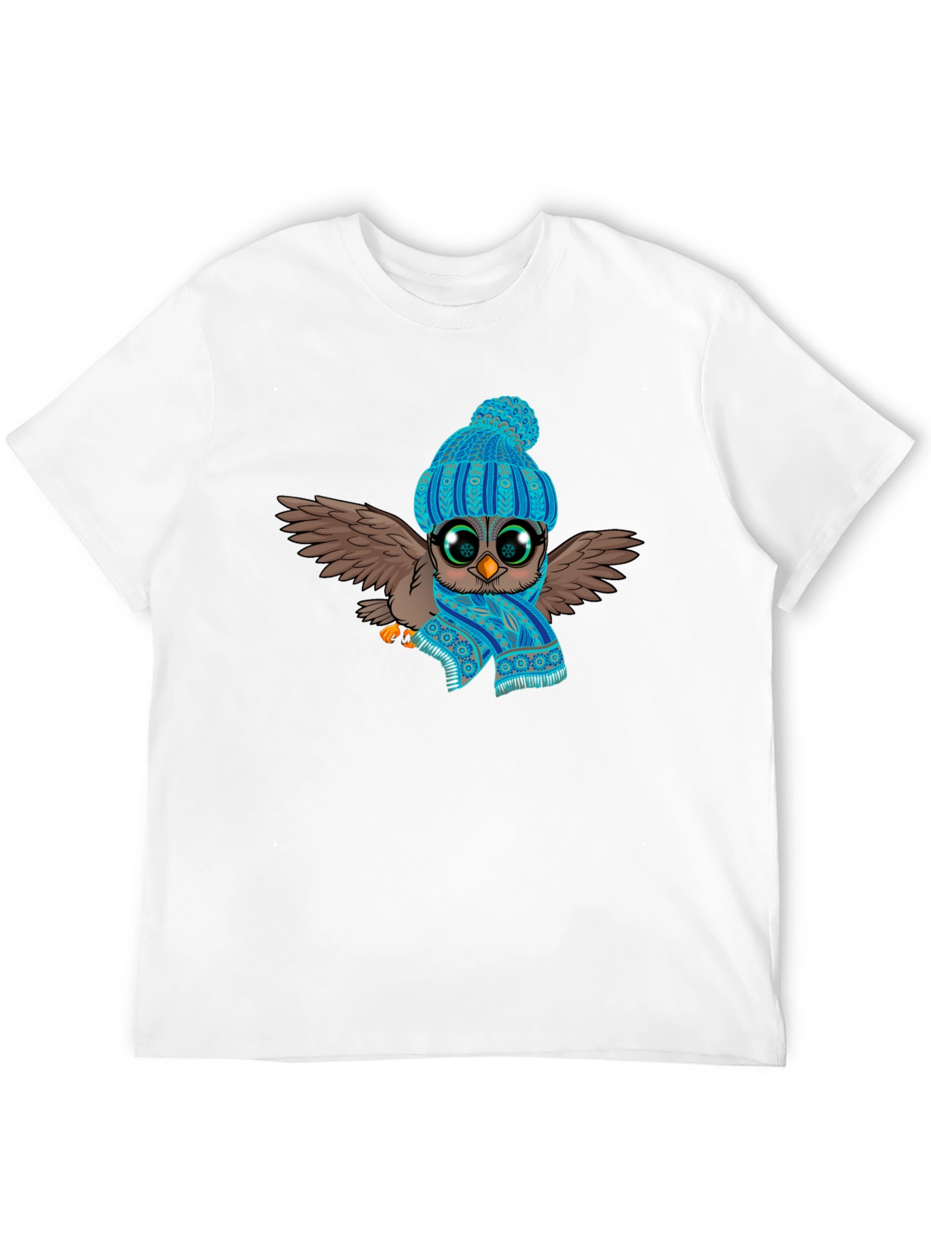 Owl in Hat & Scarf Graphic T-Shirt