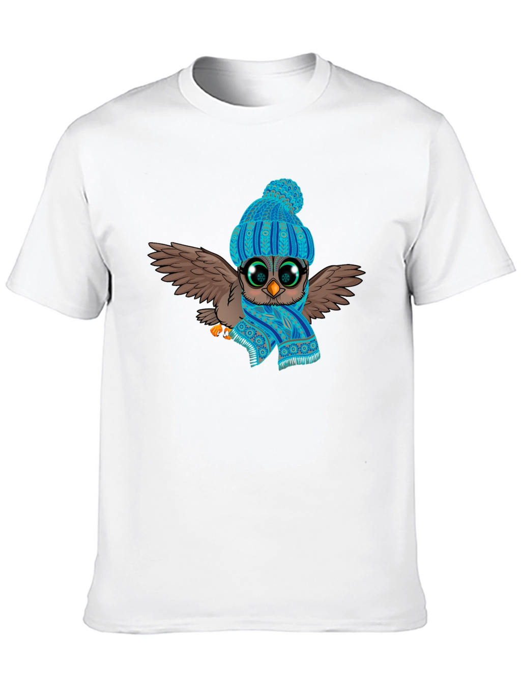 Owl in Hat & Scarf Graphic T-Shirt