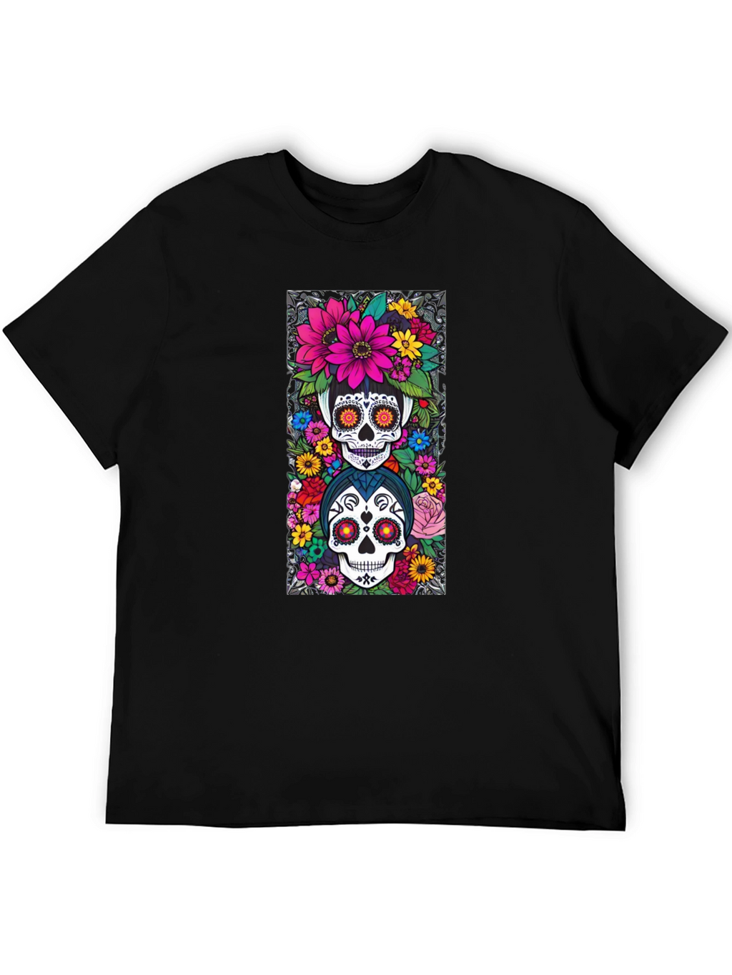 Day of the Dead Sugar Skull Floral T-Shirt