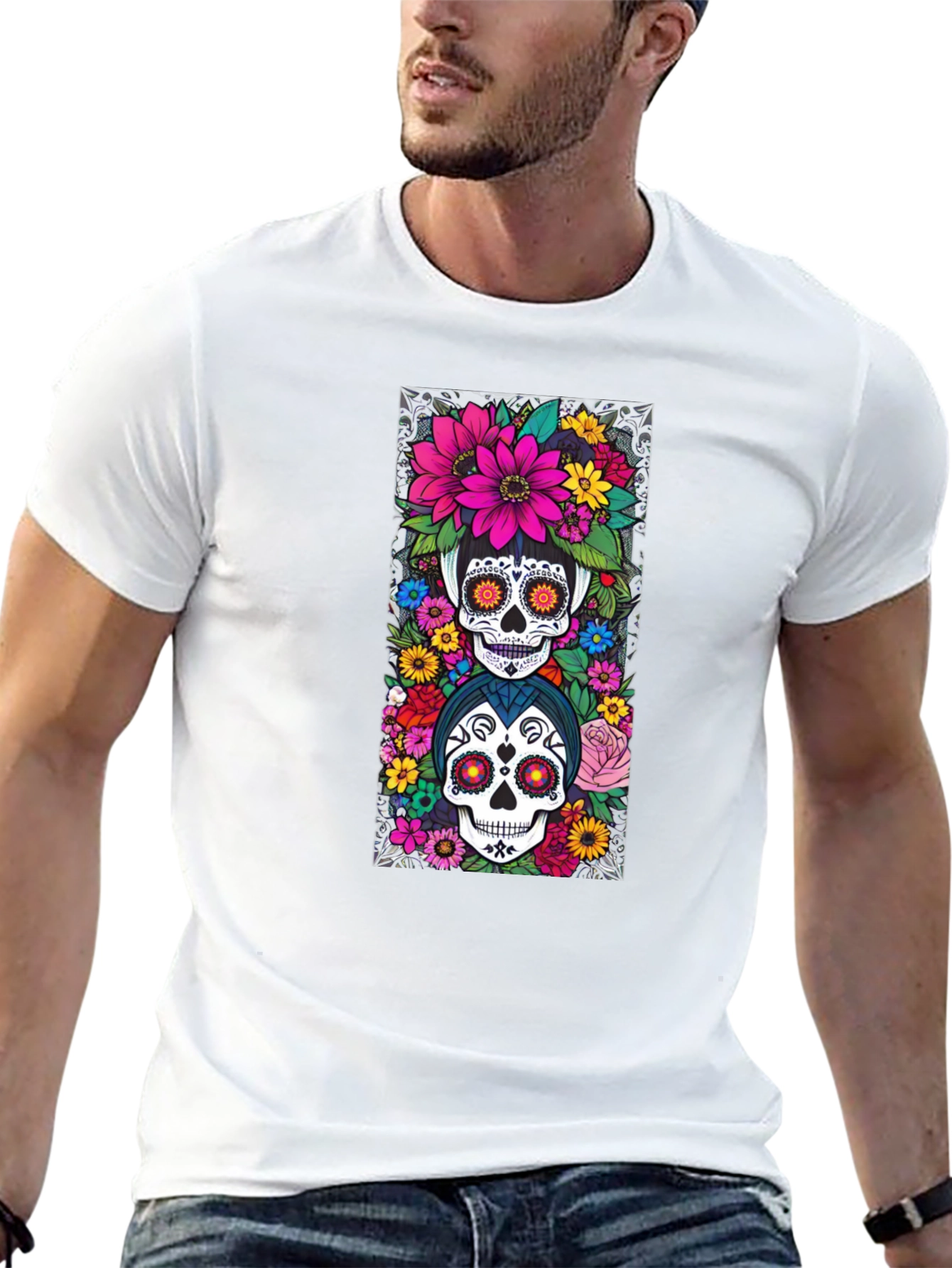 Day of the Dead Sugar Skull Floral T-Shirt