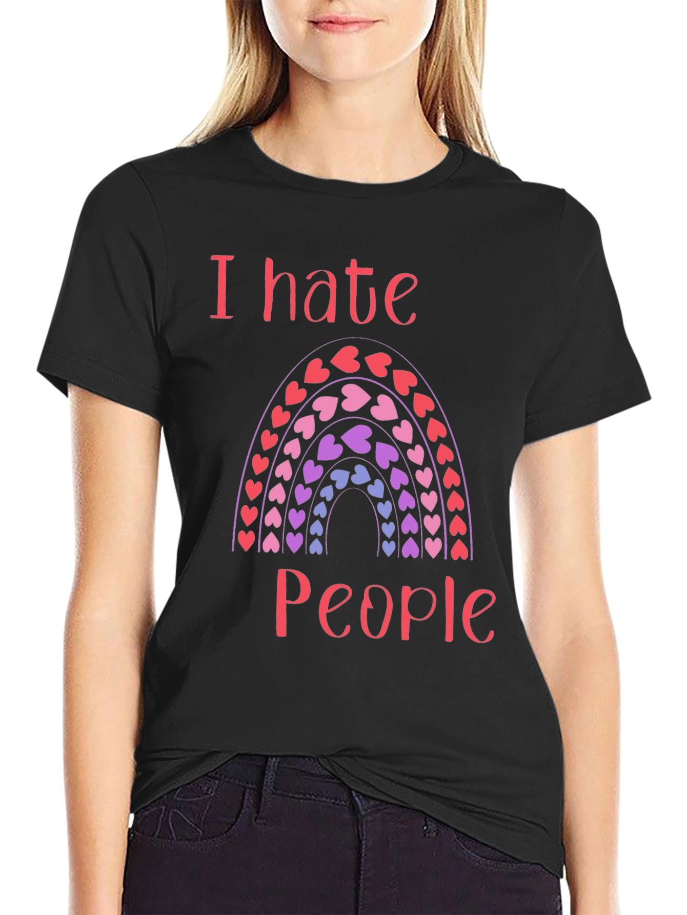 I Hate People Rainbow Heart T-Shirt