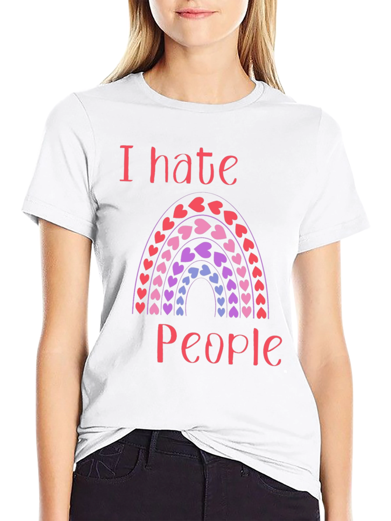 I Hate People Rainbow Heart T-Shirt