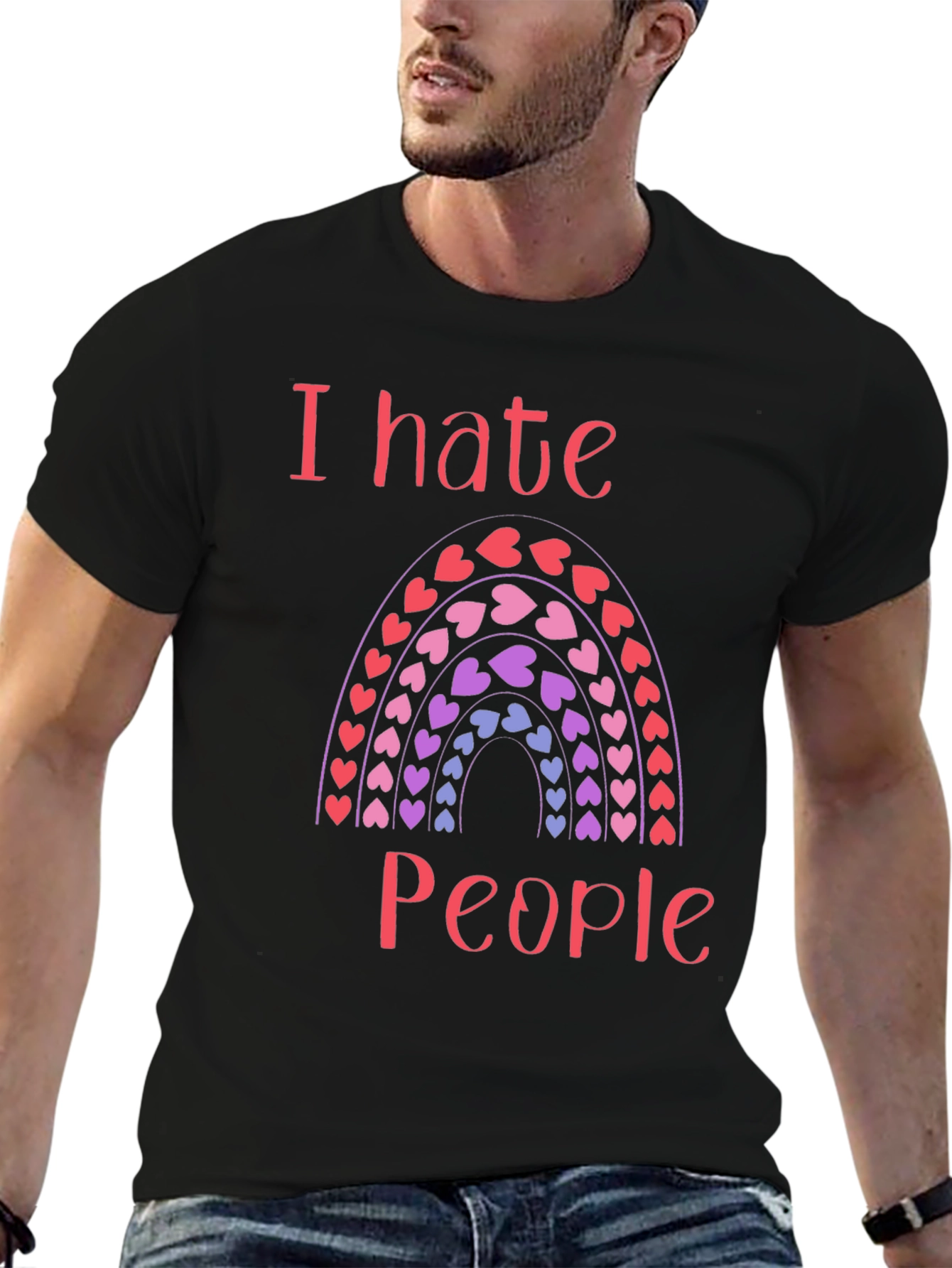 I Hate People Rainbow Heart T-Shirt