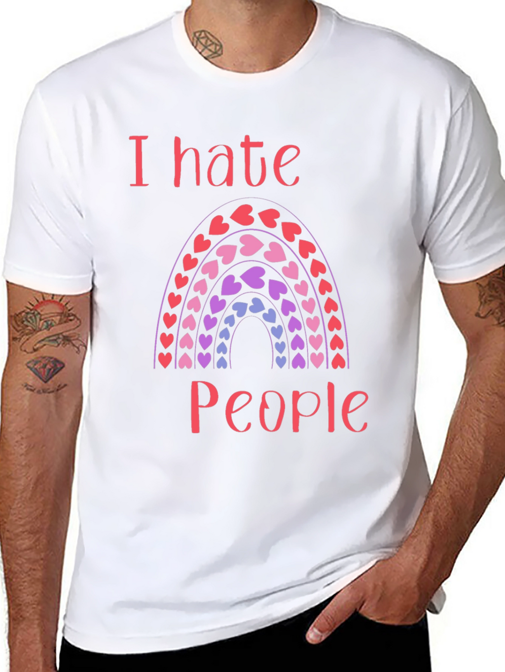 I Hate People Rainbow Heart T-Shirt