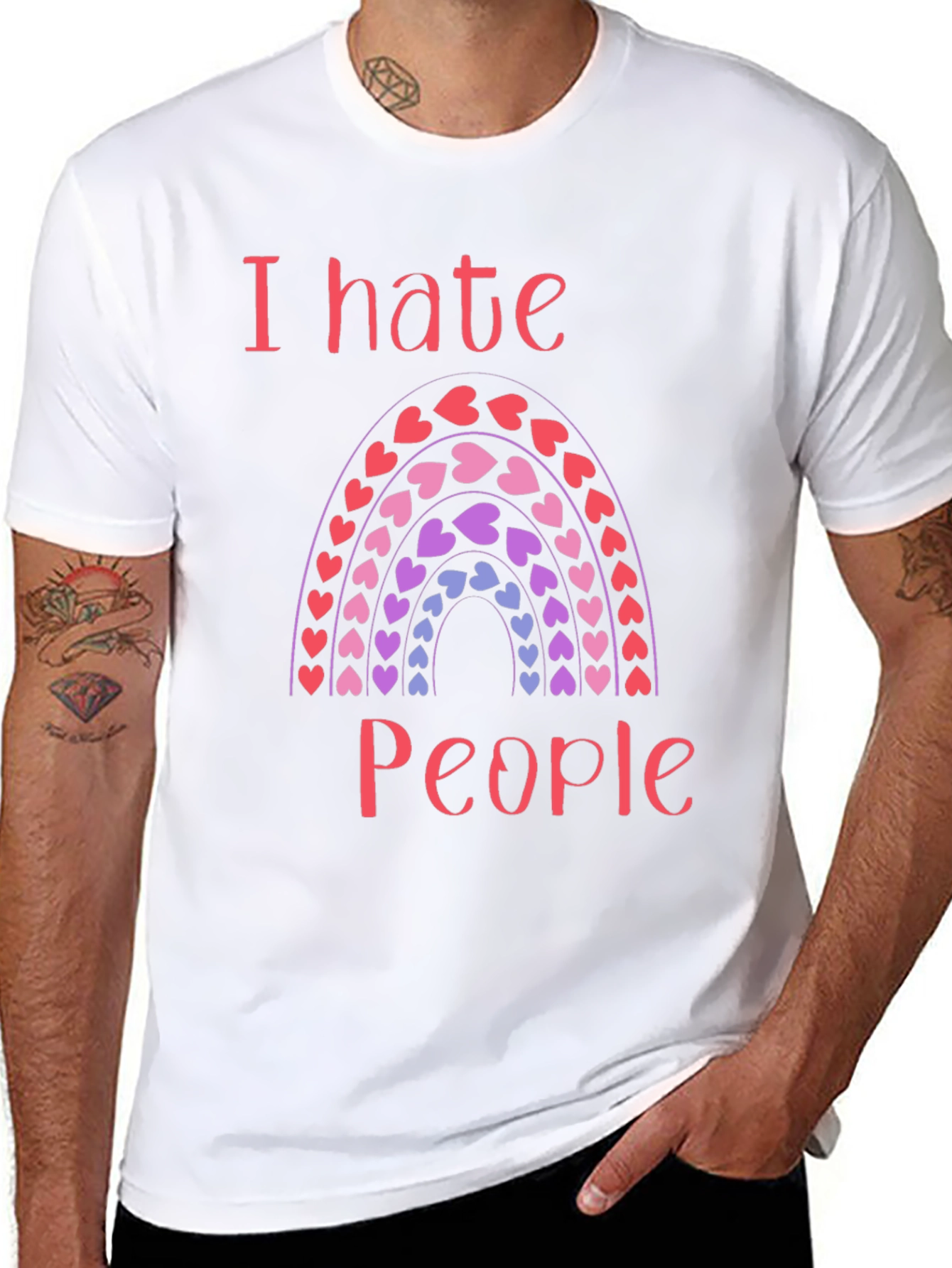 I Hate People Rainbow Heart T-Shirt