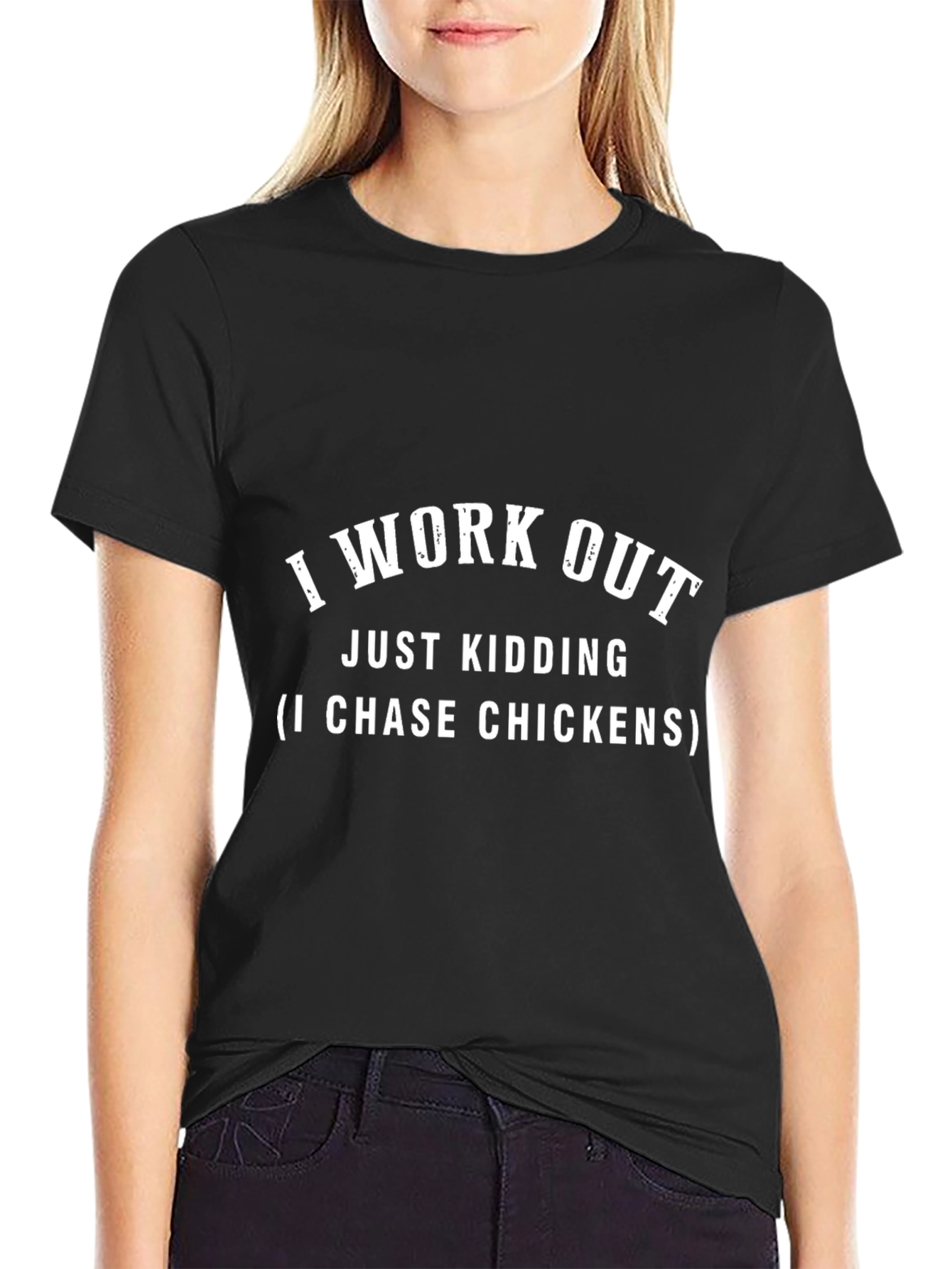 I Work Out Just Kidding Mens Black Graphic T-Shirt