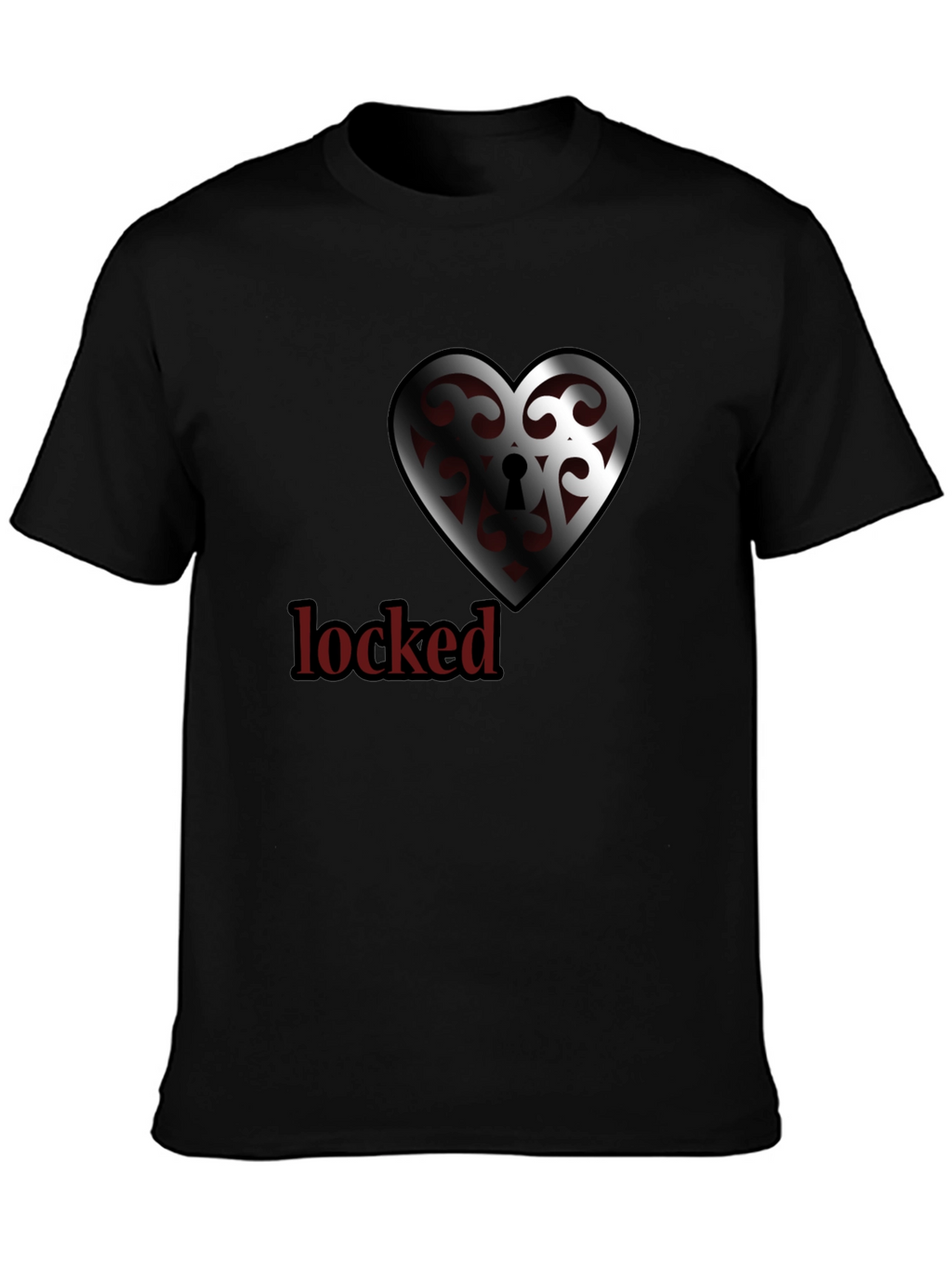 Locked Heart Graphic Tee - Stylish Crew Neck