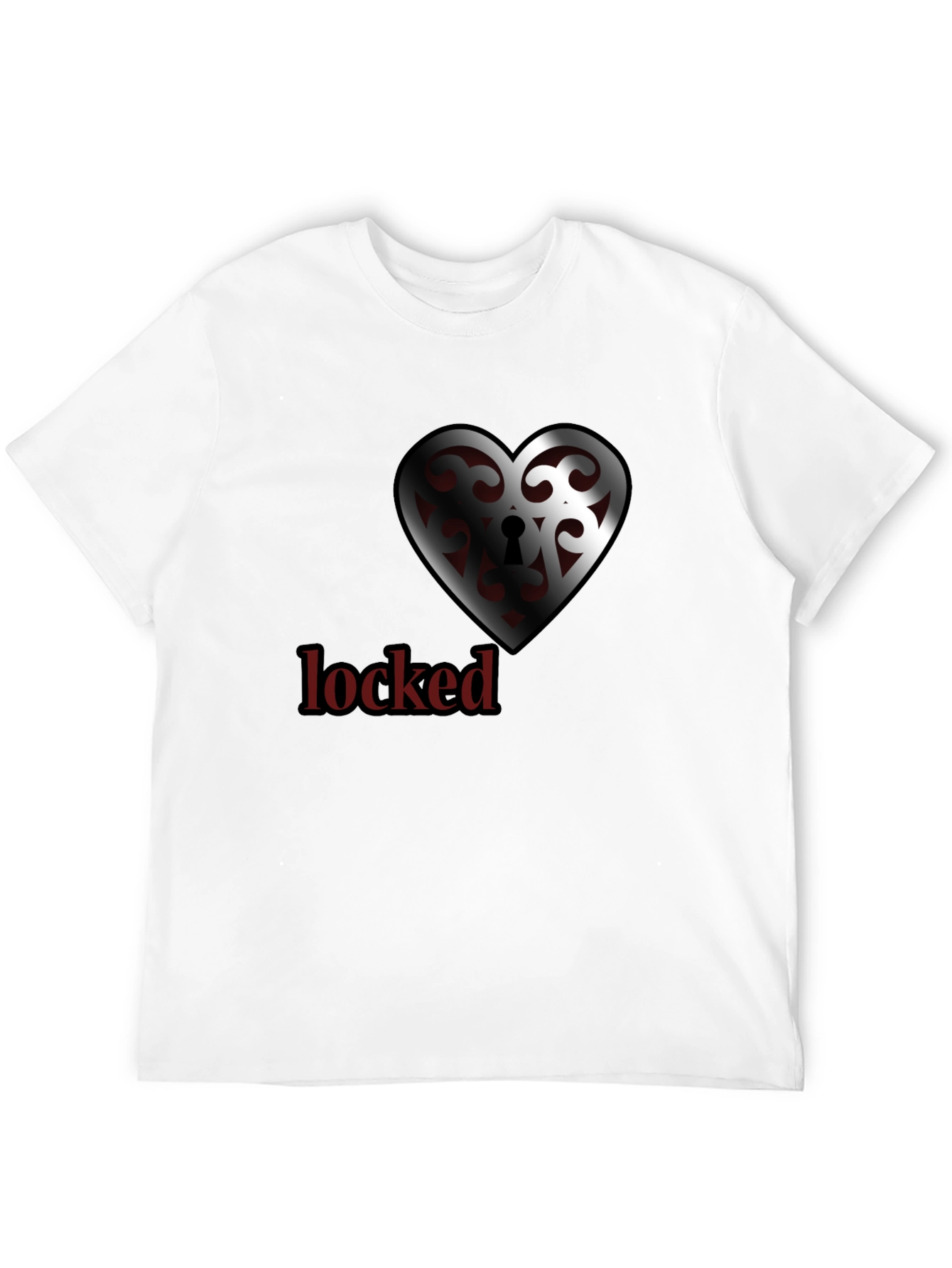 Locked Heart Graphic Tee - Stylish Crew Neck