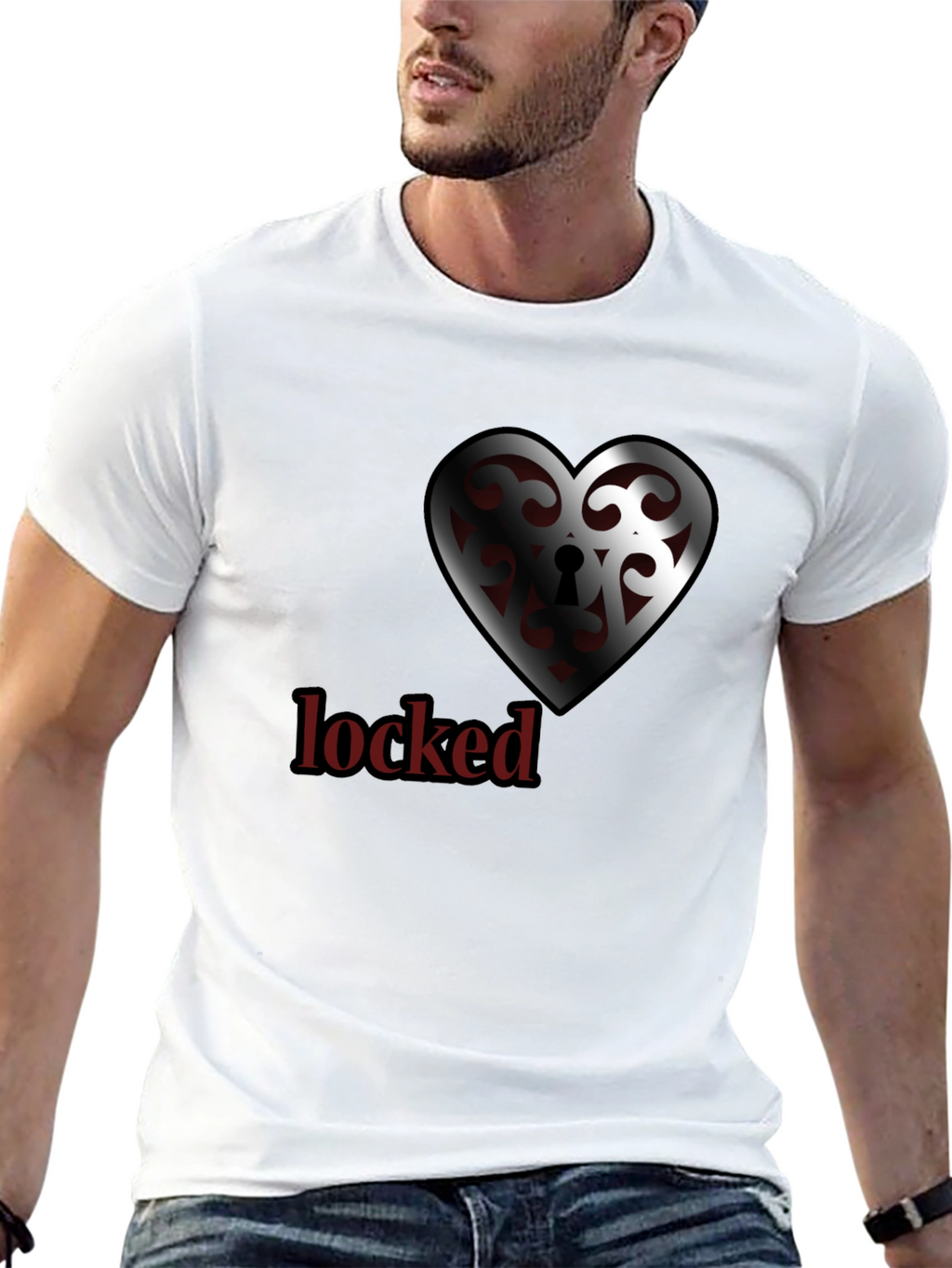 Locked Heart Graphic Tee - Stylish Crew Neck