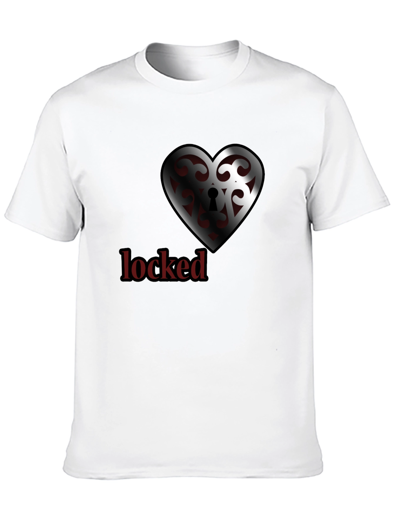 Locked Heart Graphic Tee - Stylish Crew Neck
