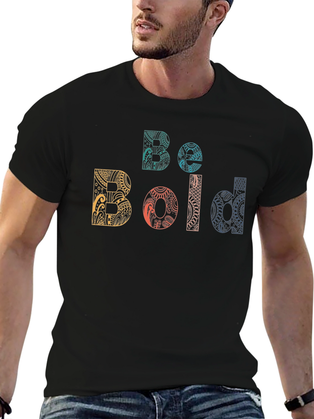 Be Bold Graphic Print Black Crew Neck T-Shirt